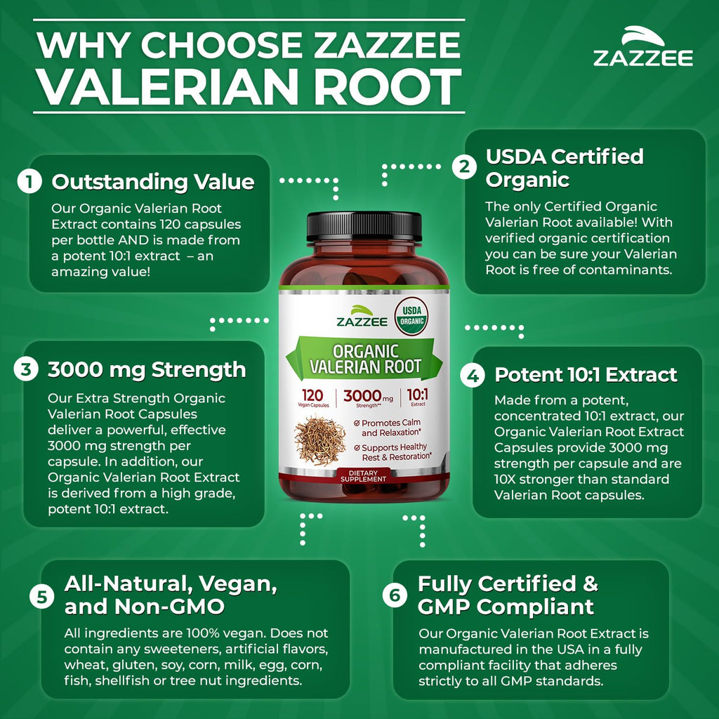 Valerian Root 3000mg Extract Capsules for Sleep & Relaxation Support