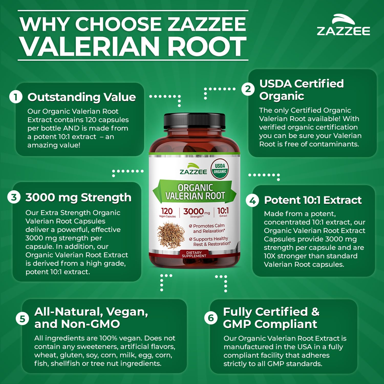 Valerian Root 3000mg Extract Capsules for Sleep & Relaxation Support