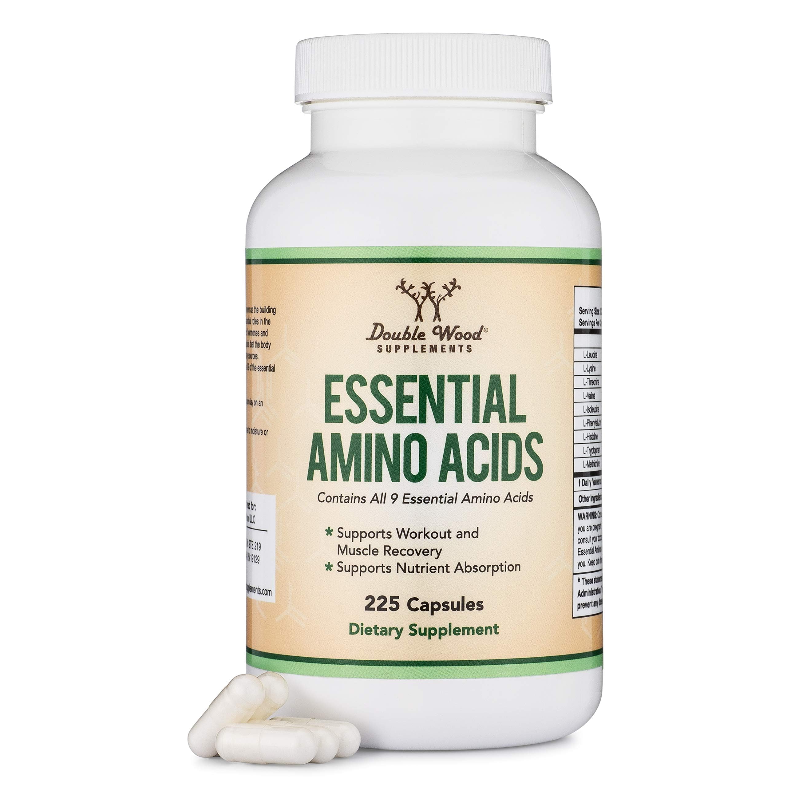 Essential Amino Acids EAA + BCAA Capsules – Muscle Support, 225 Count