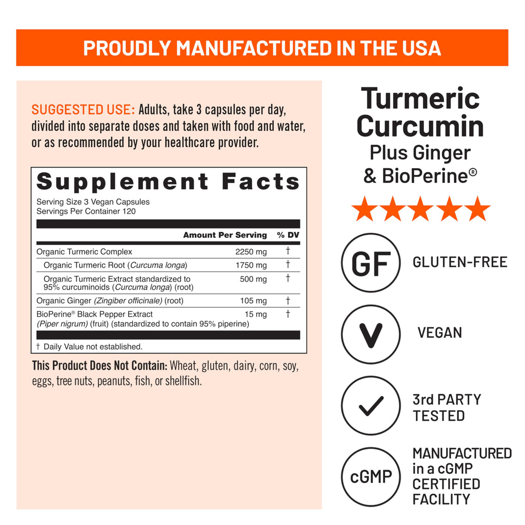 Turmeric Curcumin 2250mg Capsules with BioPerine for Joint & Immune Support 360 Ct