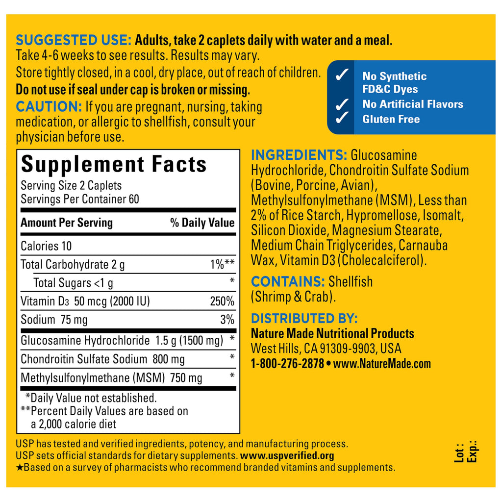 Glucosamine Chondroitin MSM Capsules for Joint Support & Mobility 120 Ct