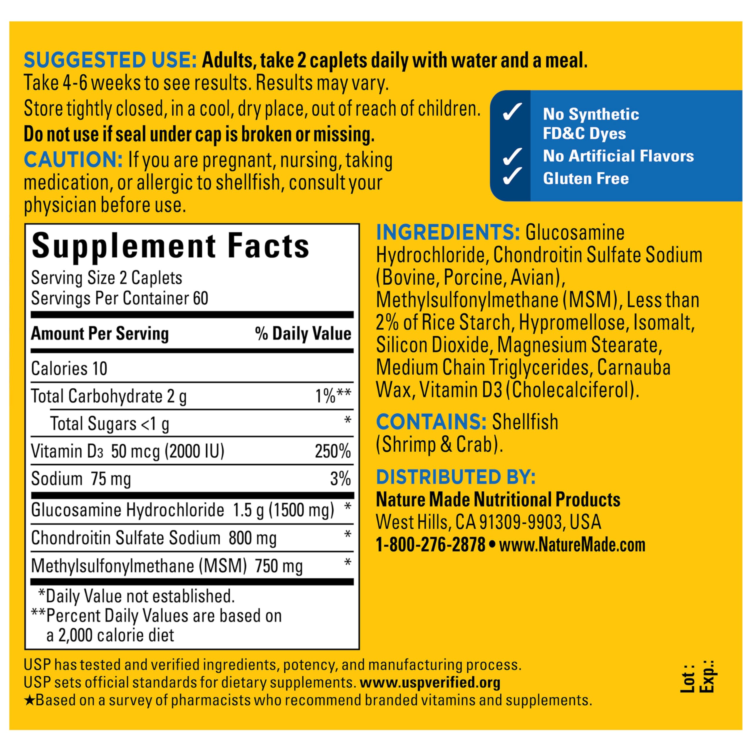 Glucosamine Chondroitin MSM Capsules for Joint Support & Mobility 120 Ct