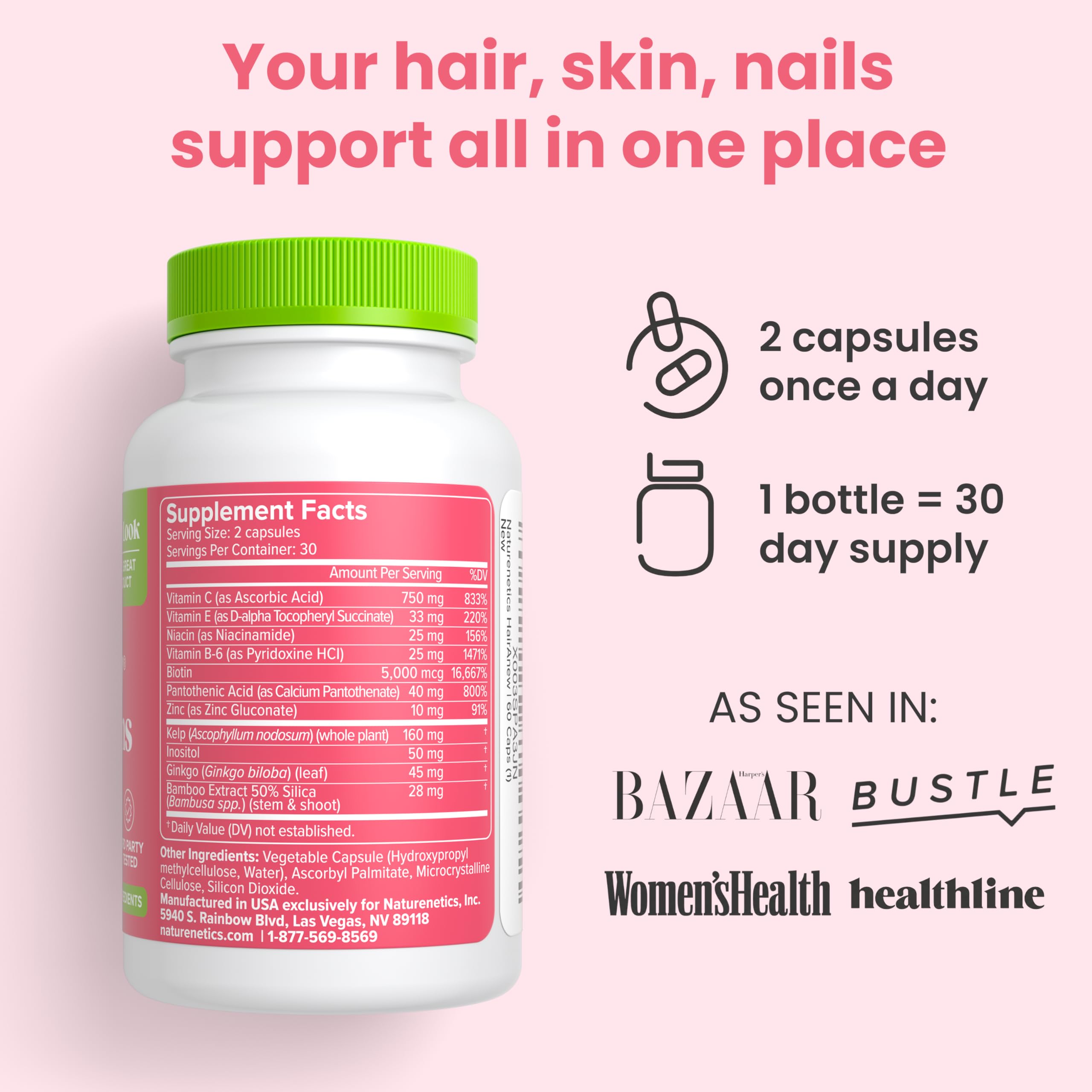 Hair Growth Vitamins Biotin 5000mcg Vegan 60 Capsules