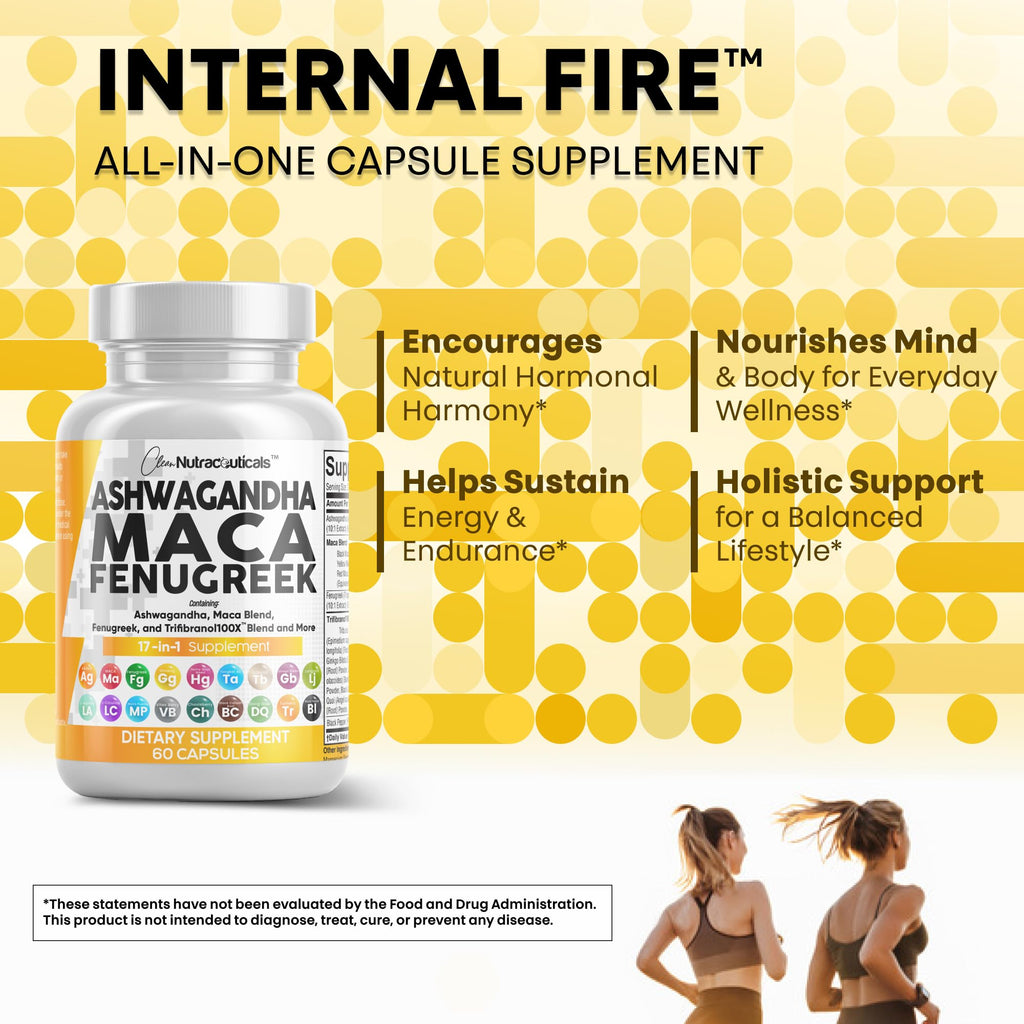 Ashwagandha Maca Fenugreek & Tongkat Ali Capsules for Stress, Mood & Hormone Support