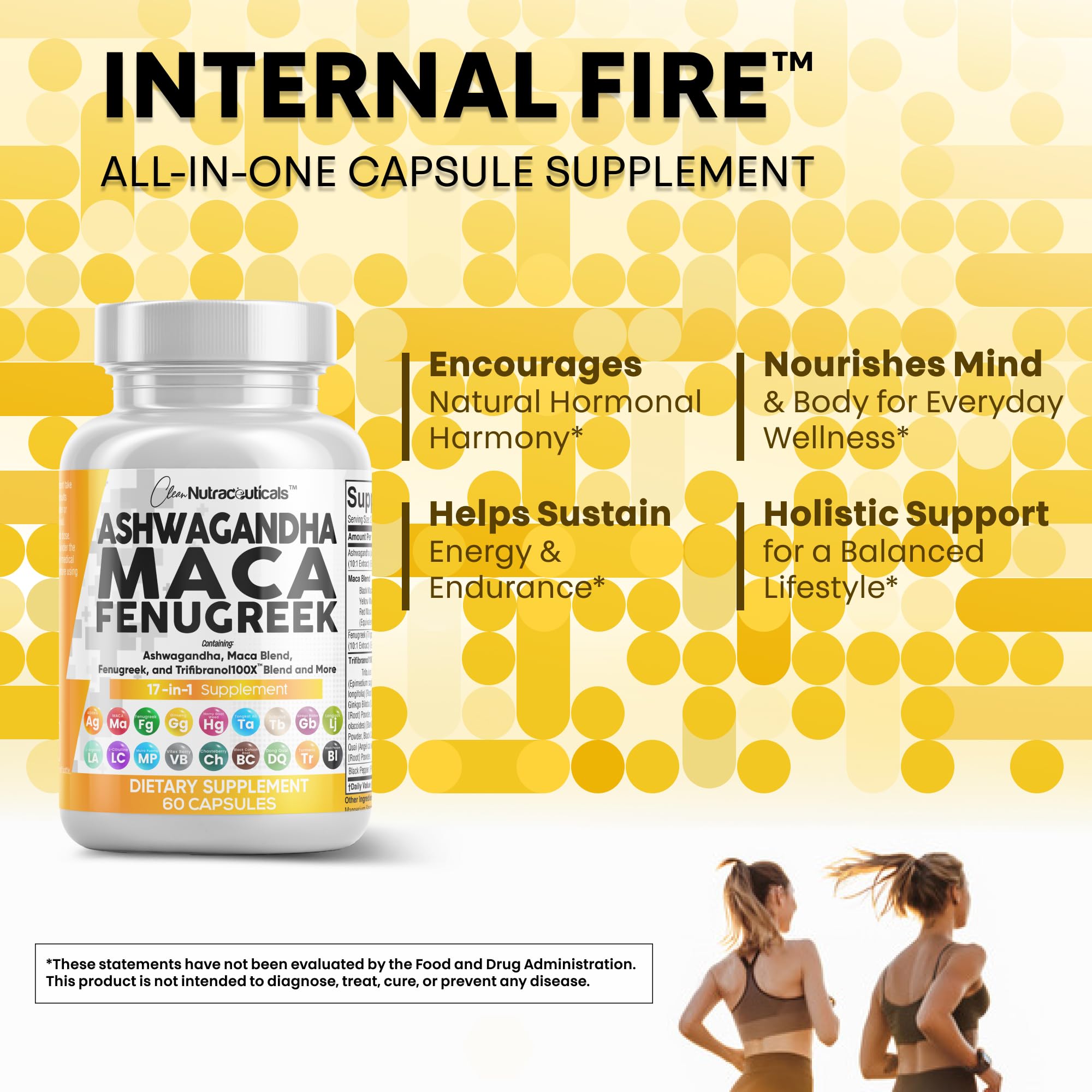 Ashwagandha Maca Fenugreek & Tongkat Ali Capsules for Stress, Mood & Hormone Support