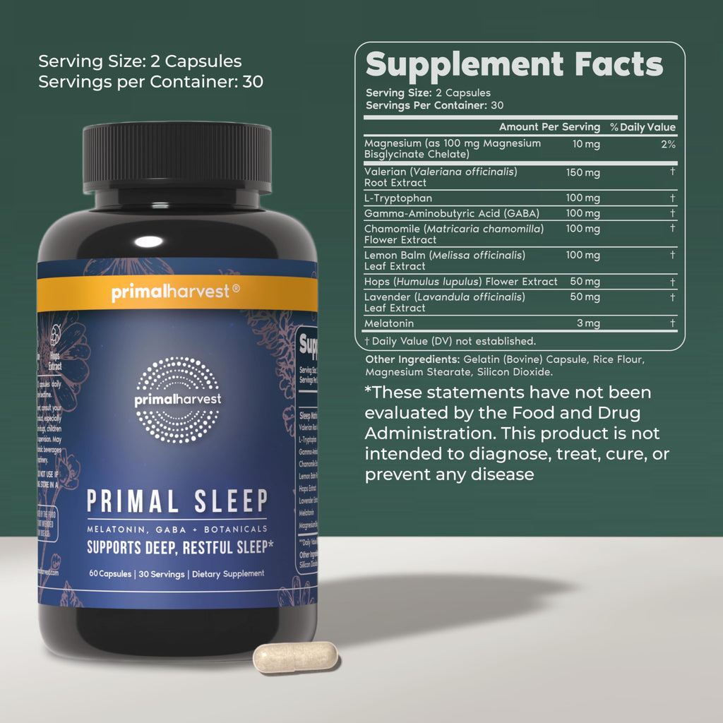 Sleep Support Supplement with Melatonin, GABA & Valerian for Deep Rest