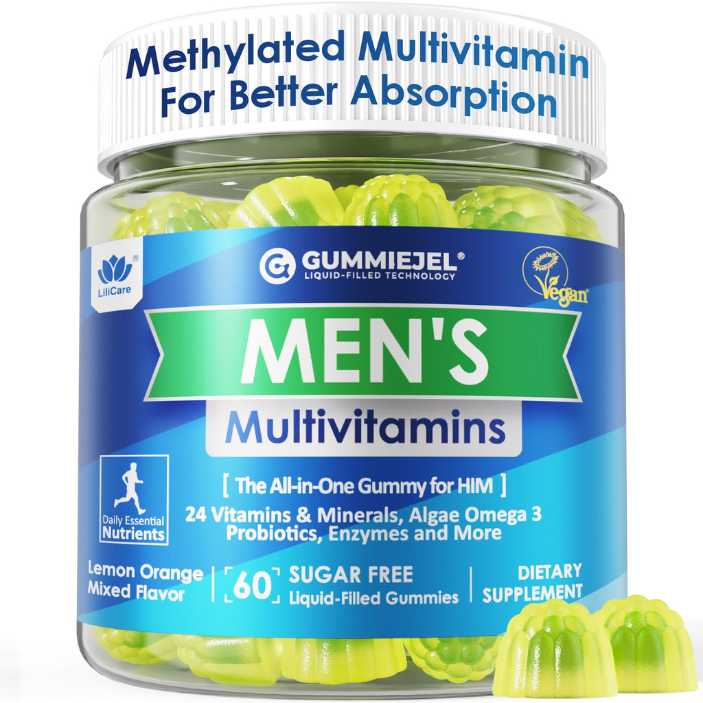 Men's Multivitamin Gummies – B Complex, Omega 3, Probiotic, Sugar Free, 60ct