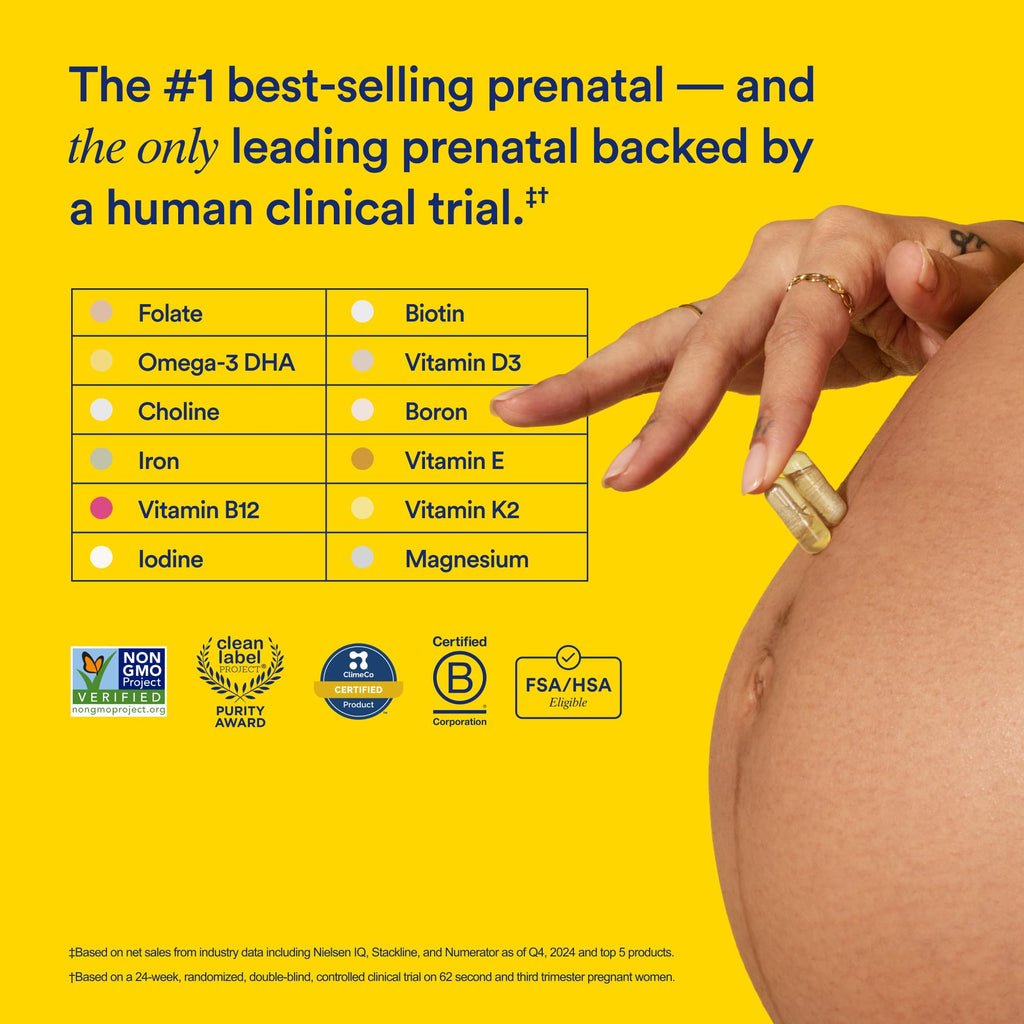 Prenatal Multivitamin DHA Folate Choline Iron 60 Capsules