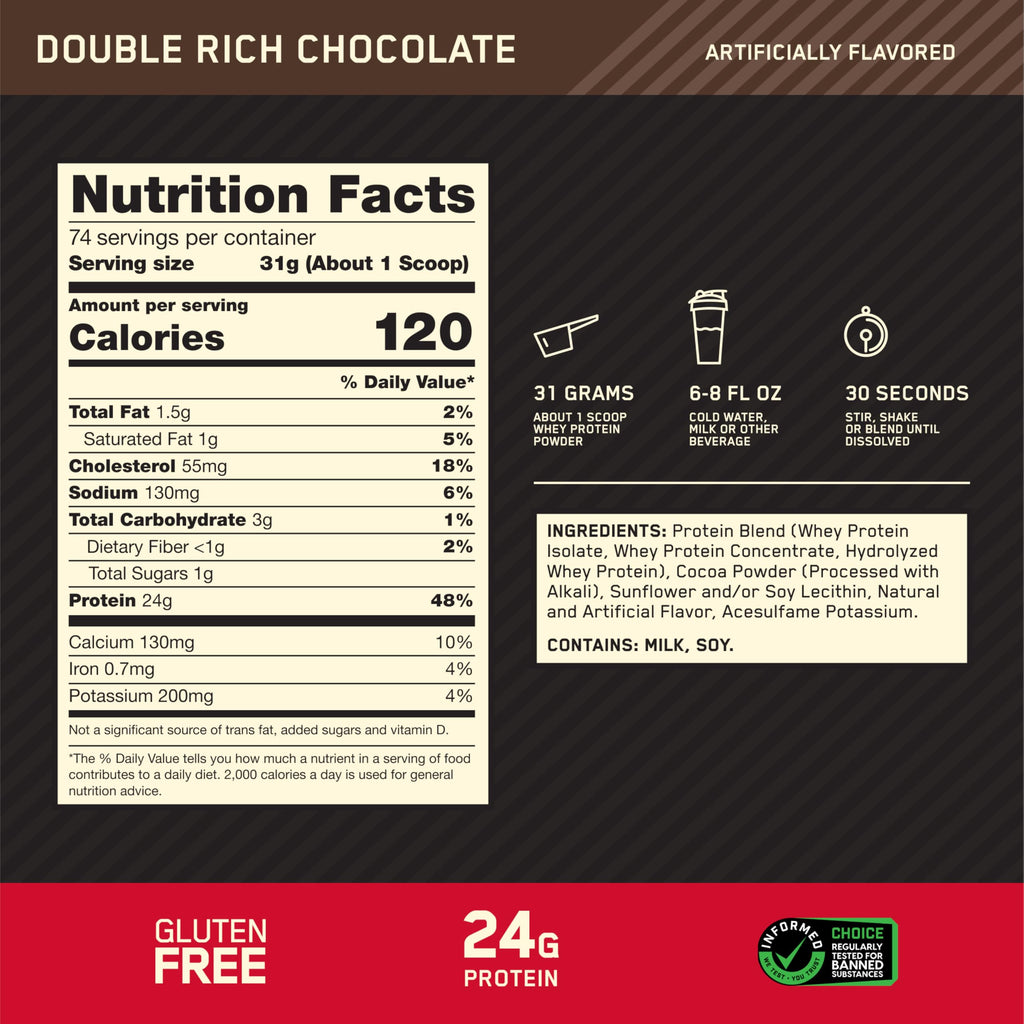 100% Whey Protein Powder | Double Rich Chocolate | 5 lbs | Gold Standard