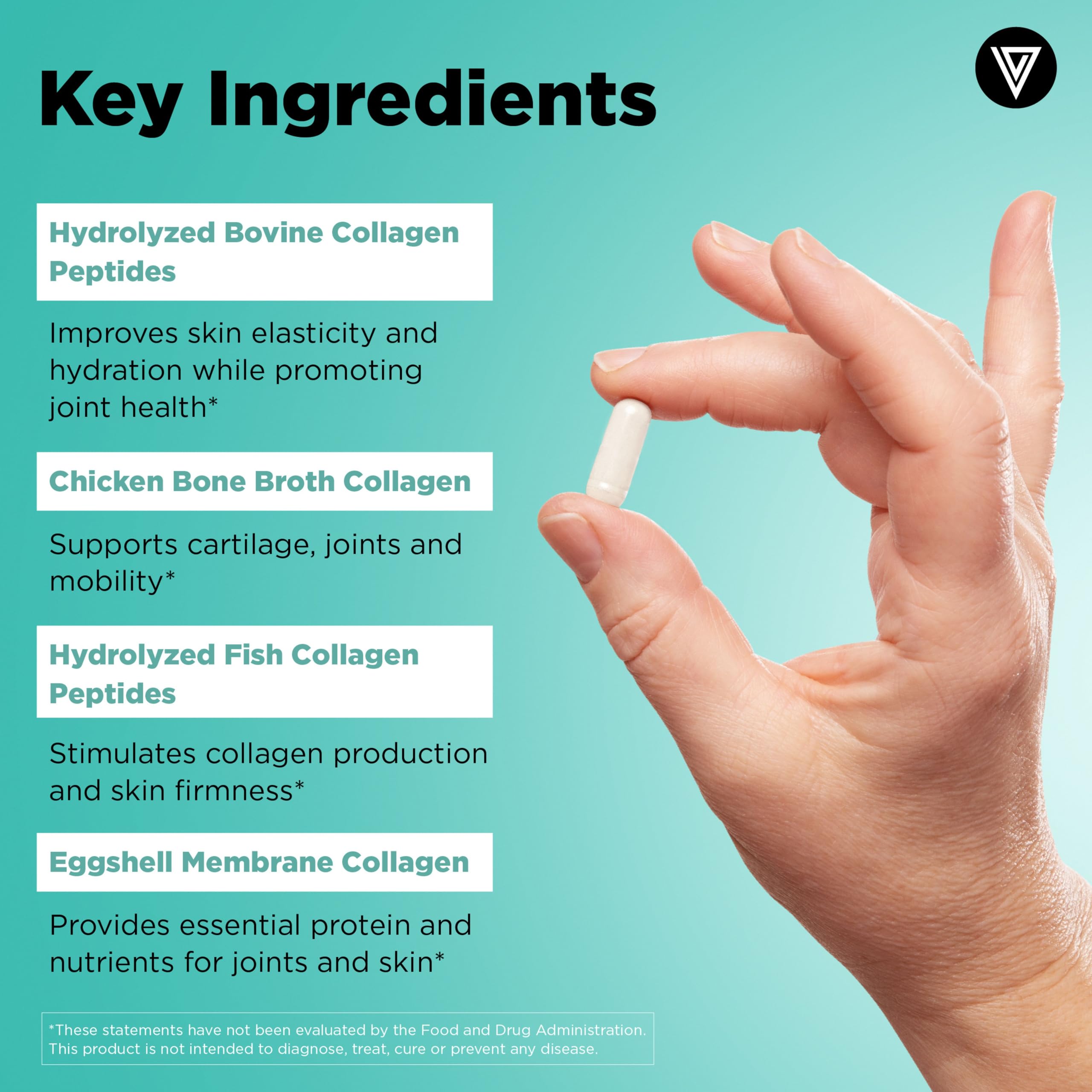 Multi Collagen Capsules Types I II III V X for Skin, Joint & Hair Support 150 Ct