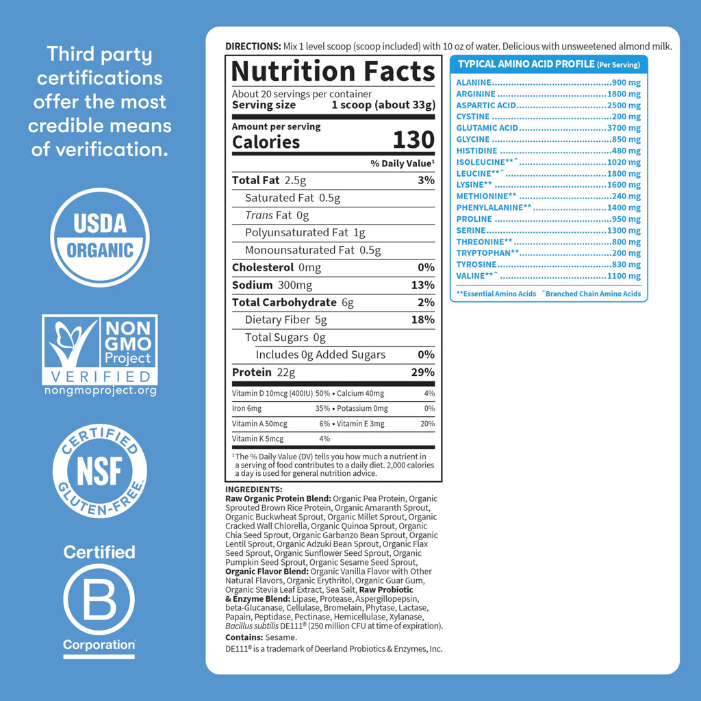 Vanilla Plant-Based Protein Powder With Probiotics