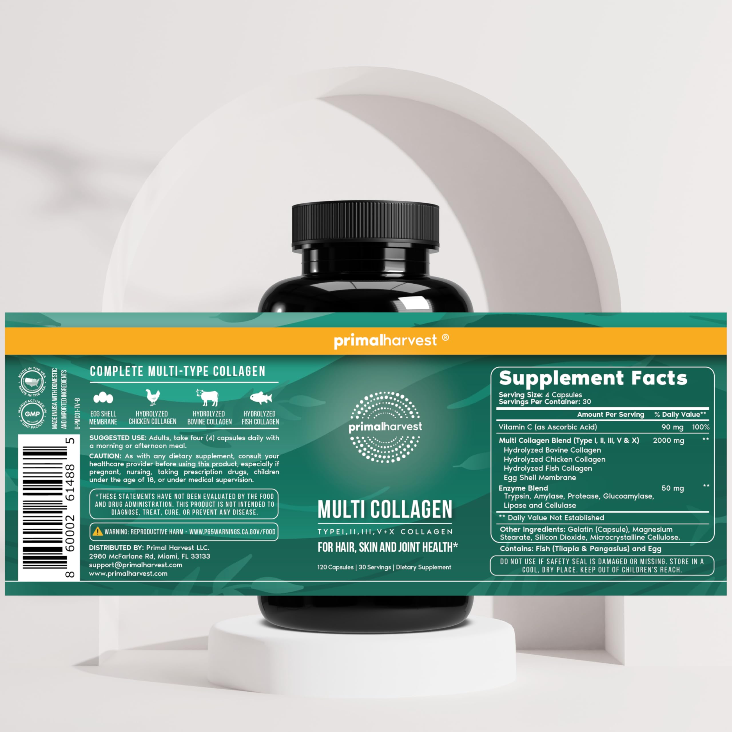 Multi Collagen Pills Types I II III V X 120 Capsules