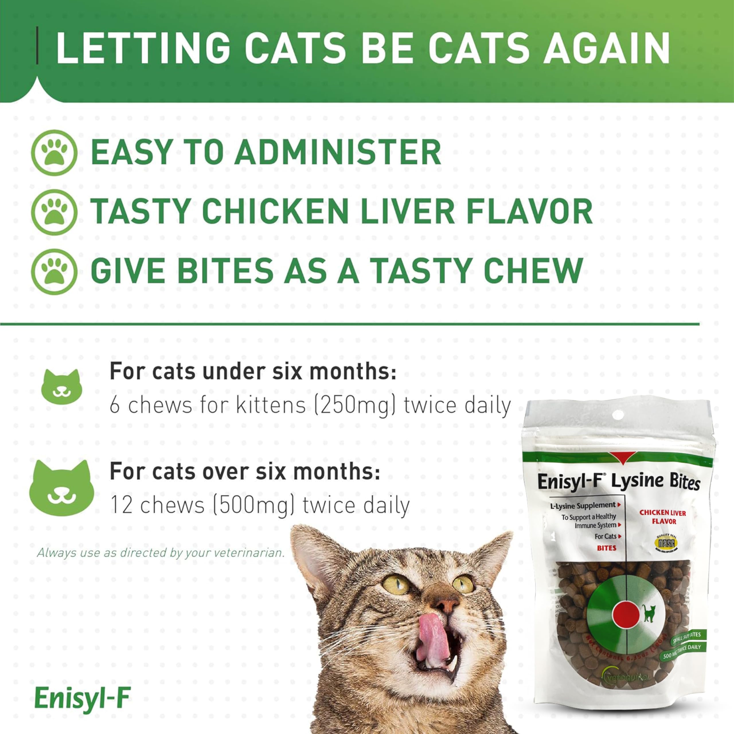 L-Lysine Chews for Cats & Kittens – Chicken Liver Flavor 180g