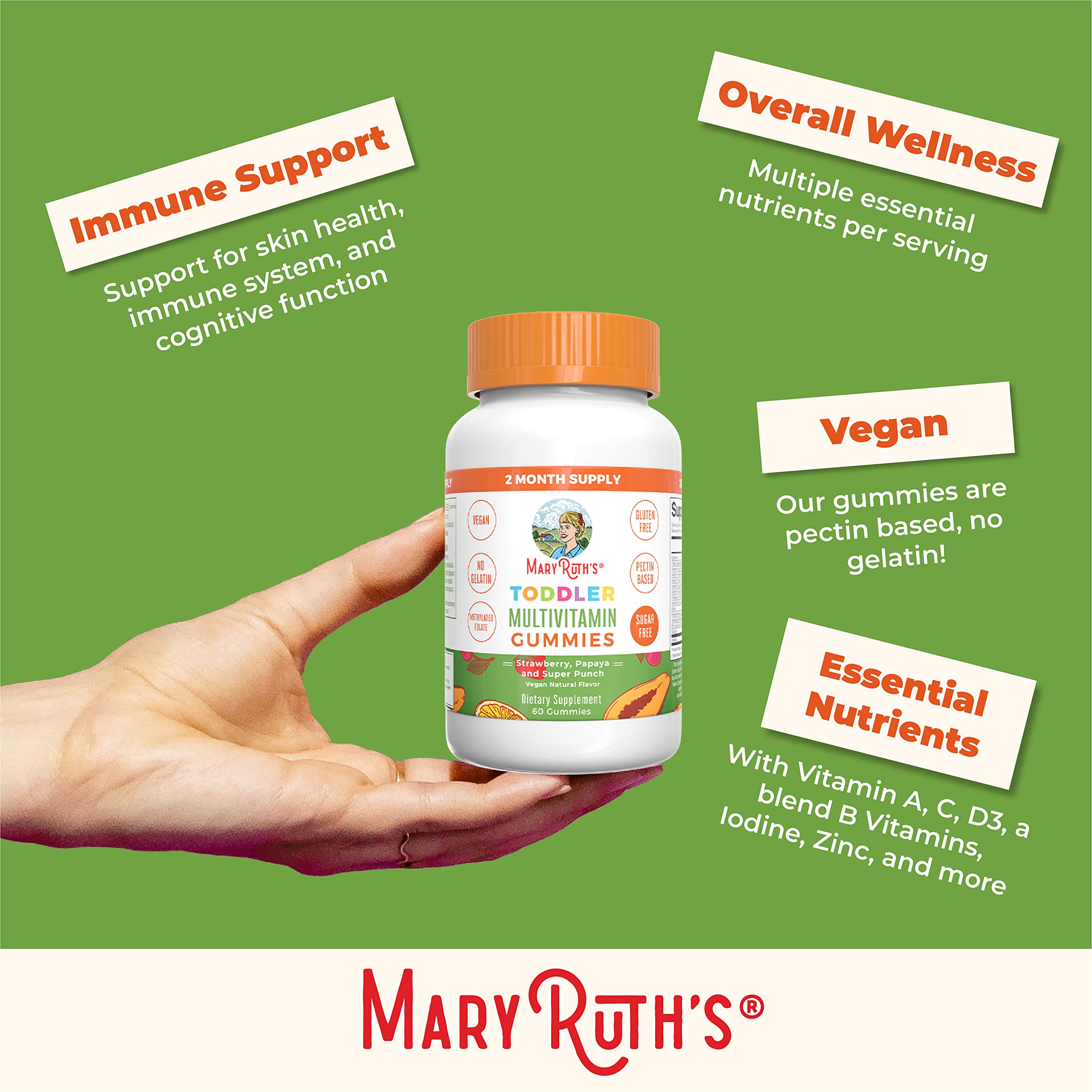 Kids Sugar Free Multivitamin Gummies Vitamin C D3 Zinc 60 Count