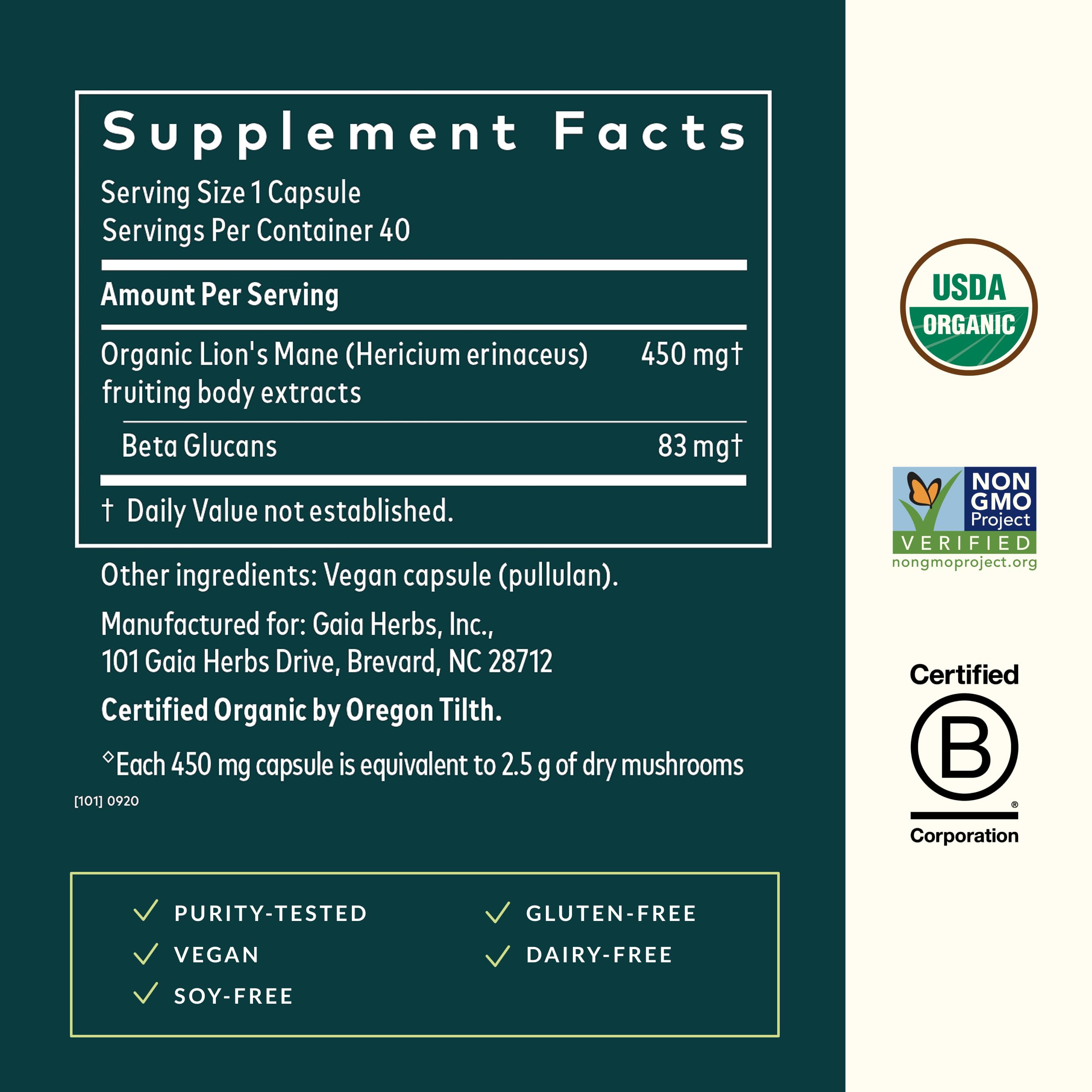 Lion’s Mane Mushroom Capsules for Brain, Memory & Nerve Support Vegan