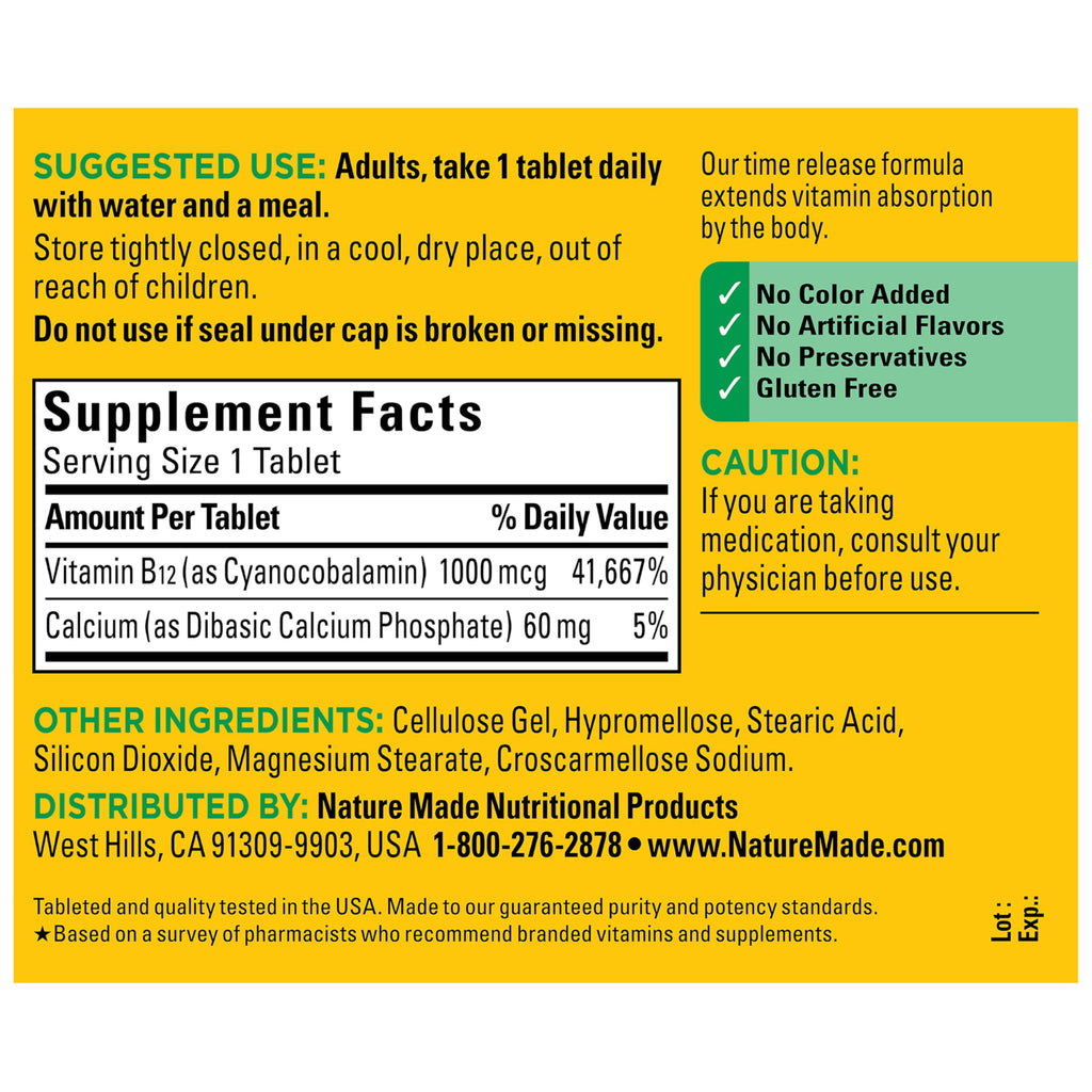Vitamin B12 1000 mcg Tablets – Energy Metabolism Support, 160 Ct