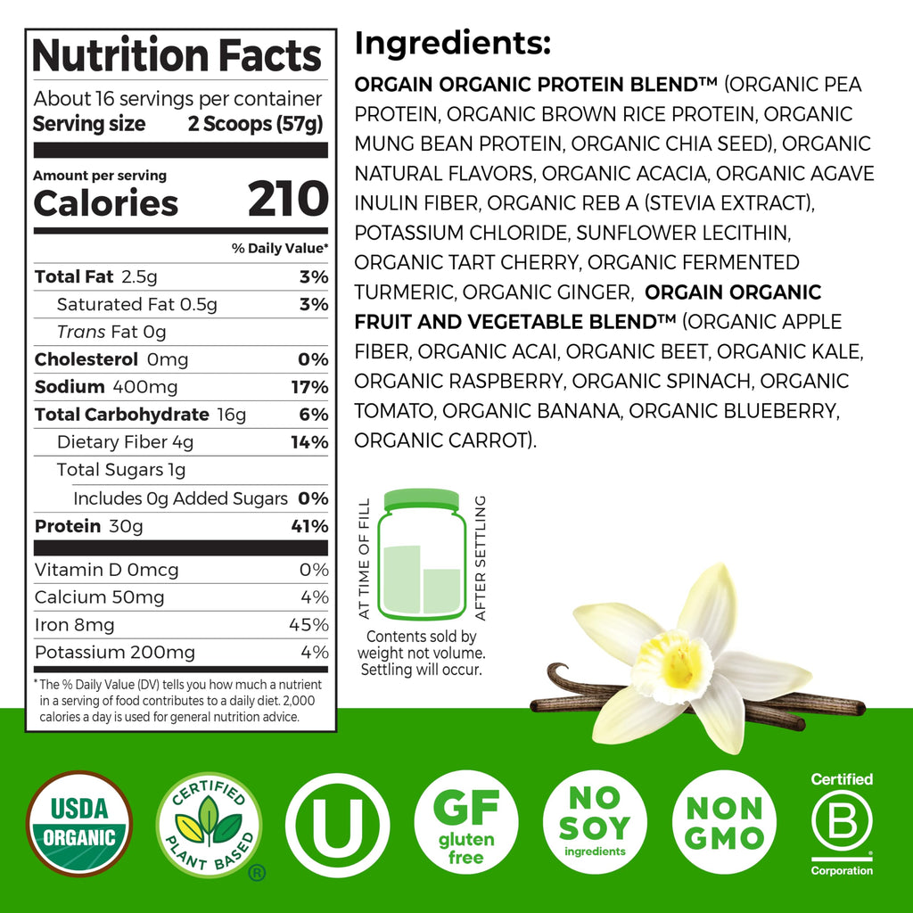 Vanilla Organic Plant-Based Protein Powder 30g