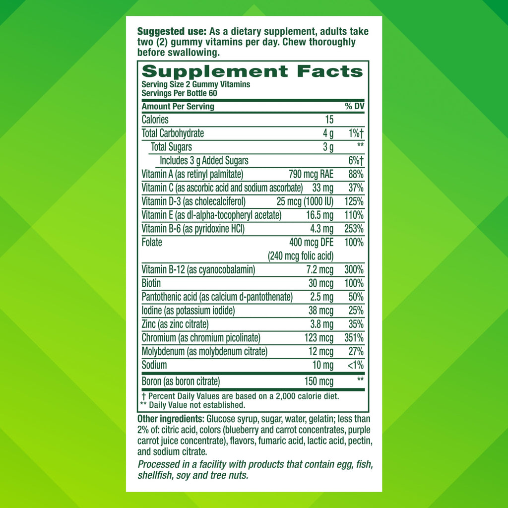 Men’s Multivitamin Gummies Vitamins A C D B12 120 Count