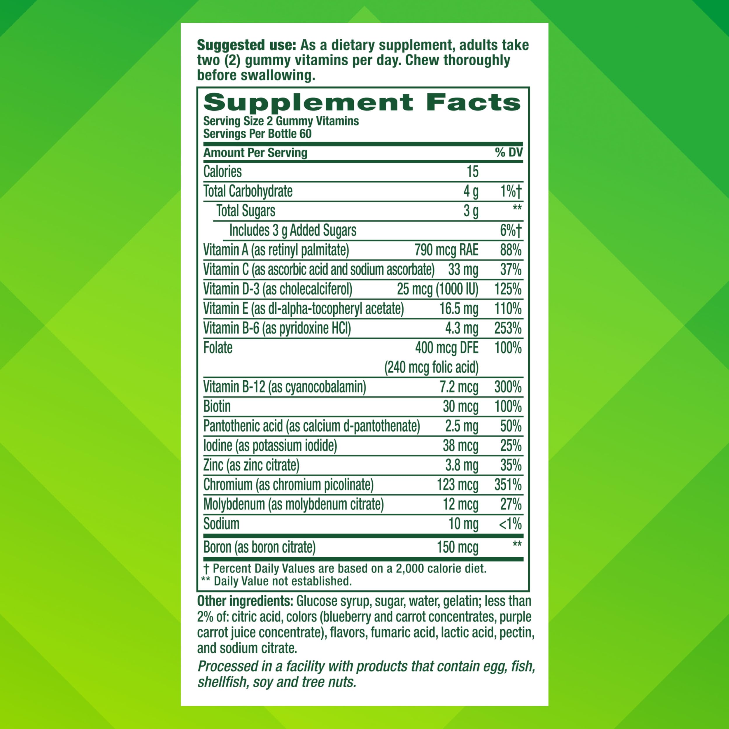 Men’s Multivitamin Gummies Vitamins A C D B12 120 Count
