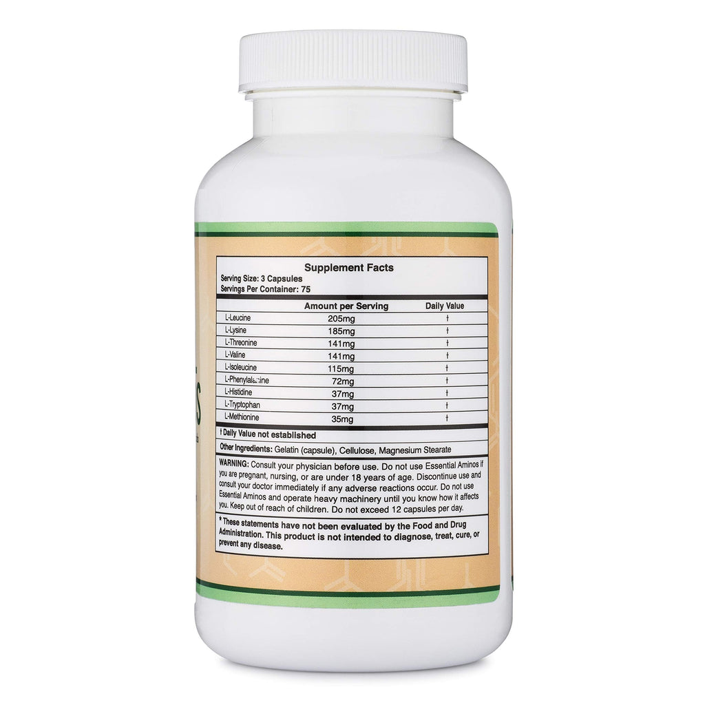Essential Amino Acids EAA + BCAA Capsules – Muscle Support, 225 Count