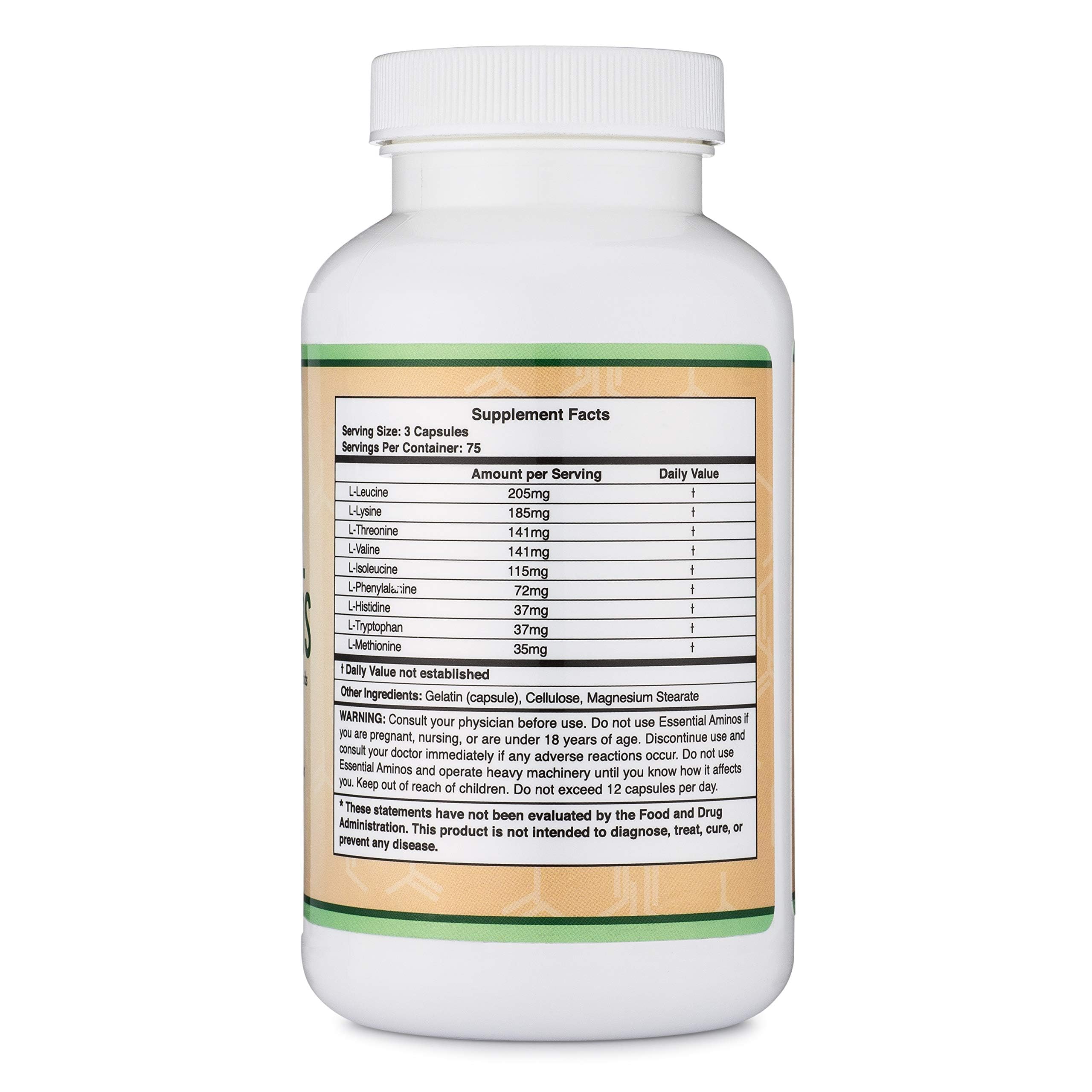 Essential Amino Acids EAA + BCAA Capsules – Muscle Support, 225 Count