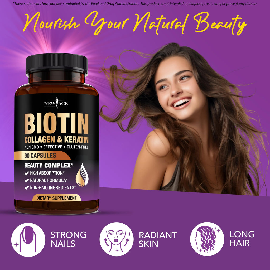Biotin 50000mcg Hair Growth Collagen Keratin 90 Count