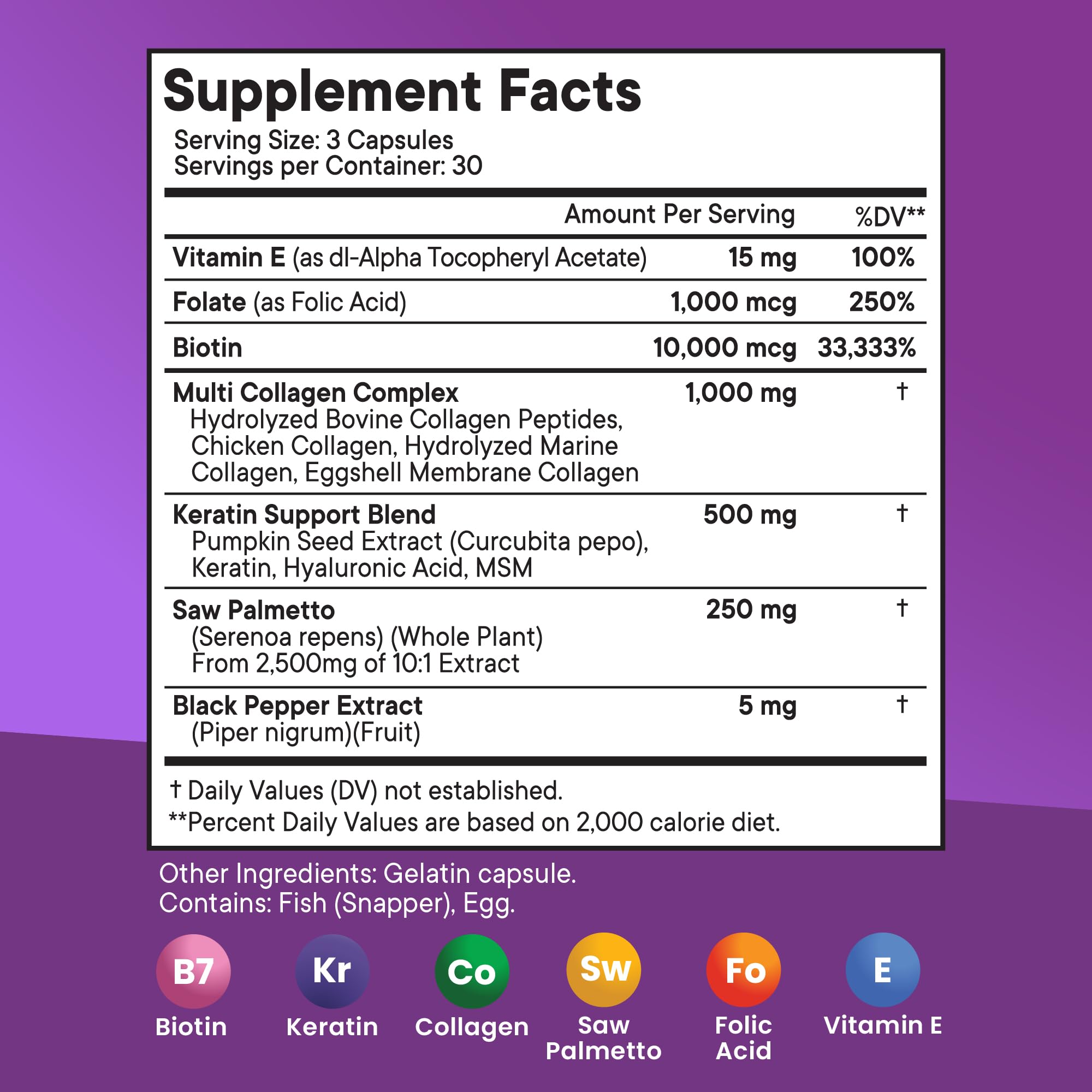 Biotin 50000mcg Hair Growth Collagen Keratin 90 Count