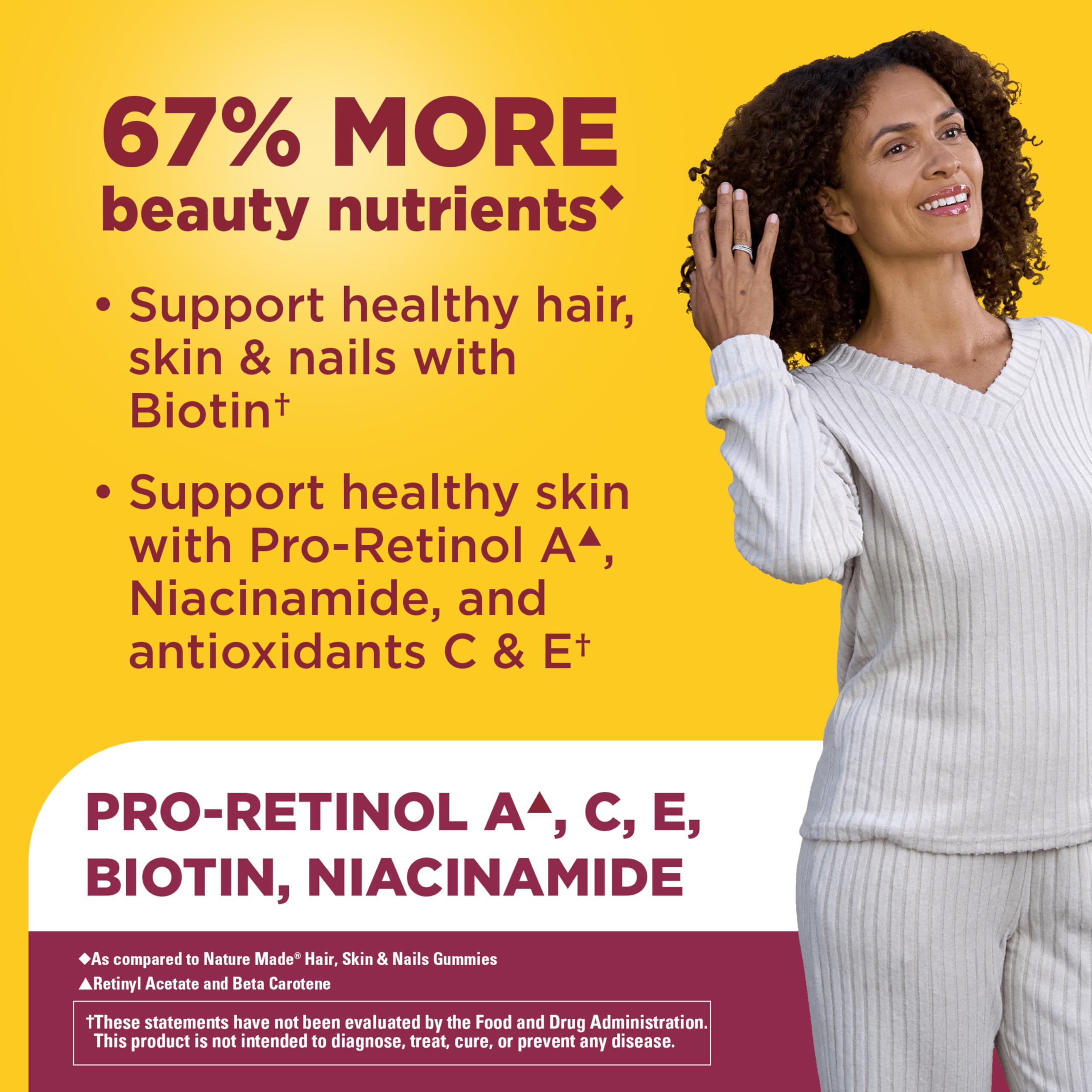 Hair Skin Nails Gummies Biotin Vitamin C E 80 Count