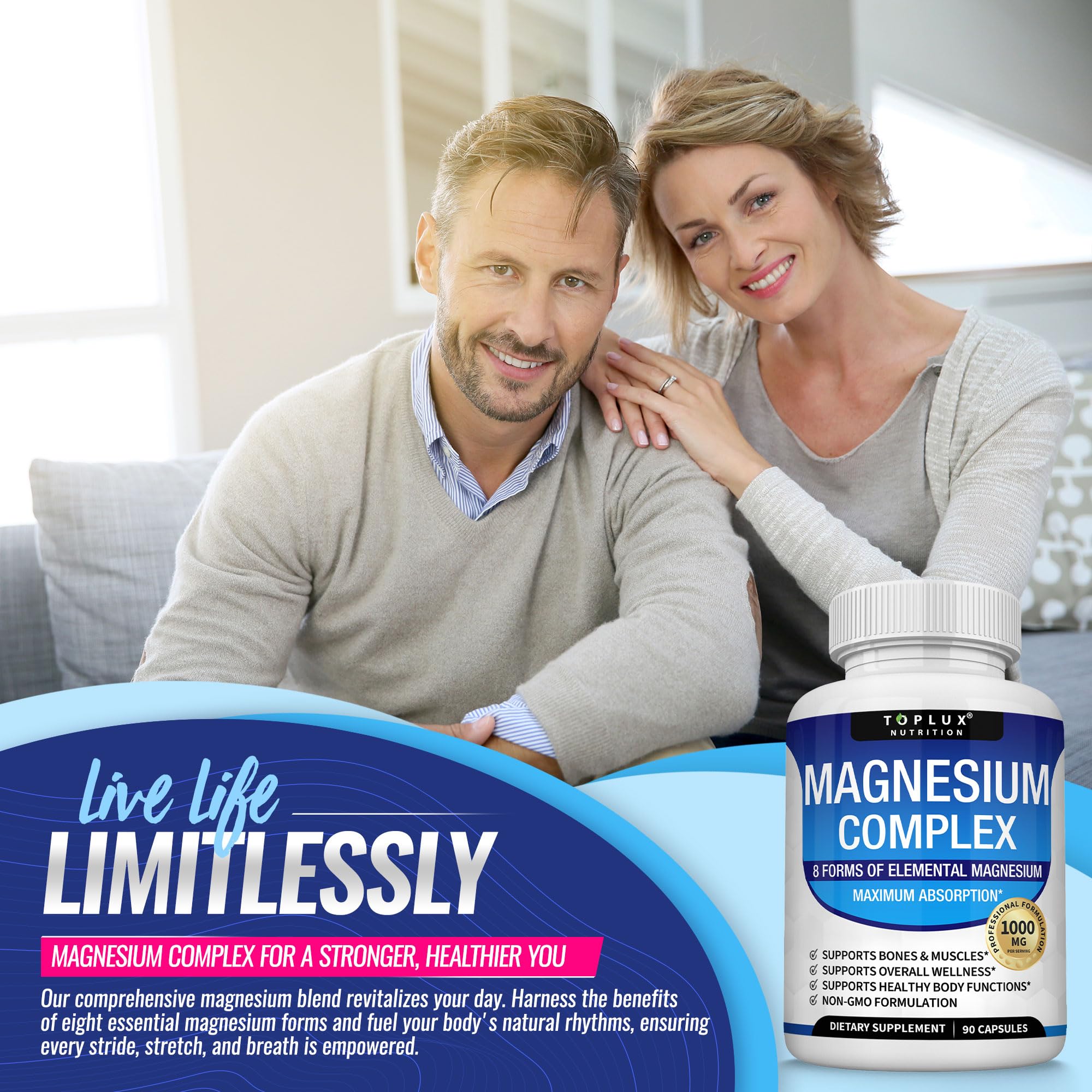 Magnesium Complex 1000mg – 8 Types for Sleep & Muscle Support, 90 Caps
