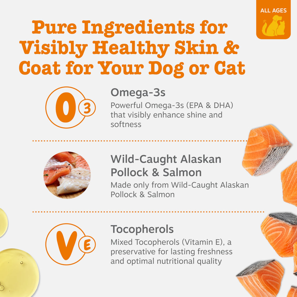 Wild Alaskan Salmon & Pollock Oil for Dogs & Cats – Omega-3 8.5oz