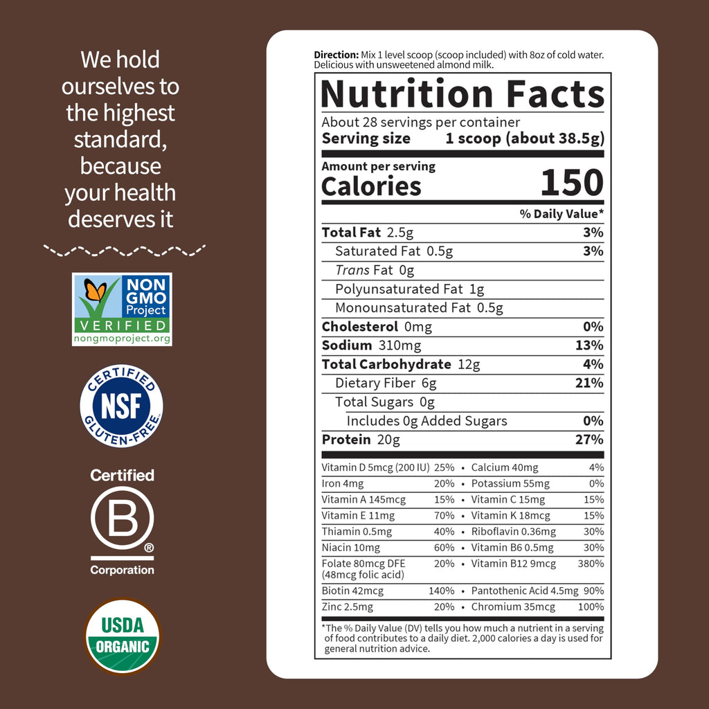 Plant-Based Organic Chocolate Meal Replacement Powder