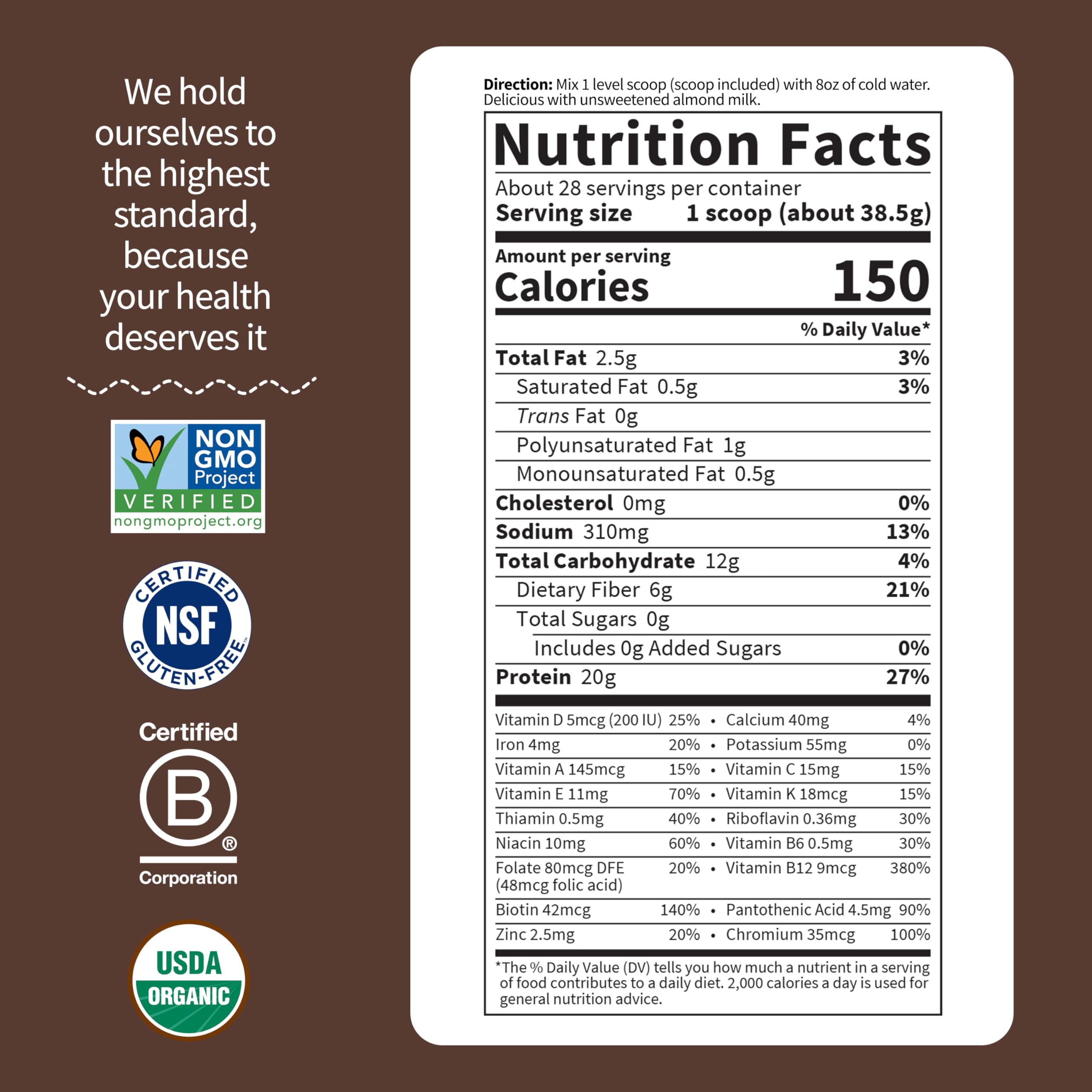 Plant-Based Organic Chocolate Meal Replacement Powder
