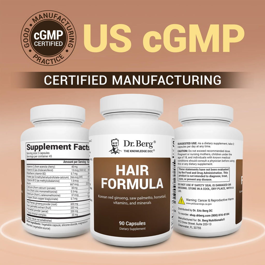 Hair Skin Nails Vitamins Biotin DHT Support 90 Capsules
