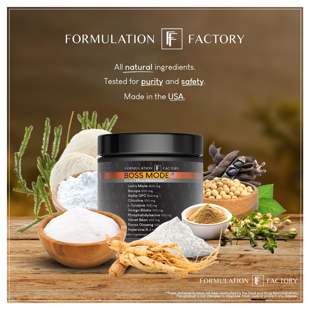 Nootropic Brain Supplement with Lion’s Mane & Alpha GPC for Focus & Memory Support