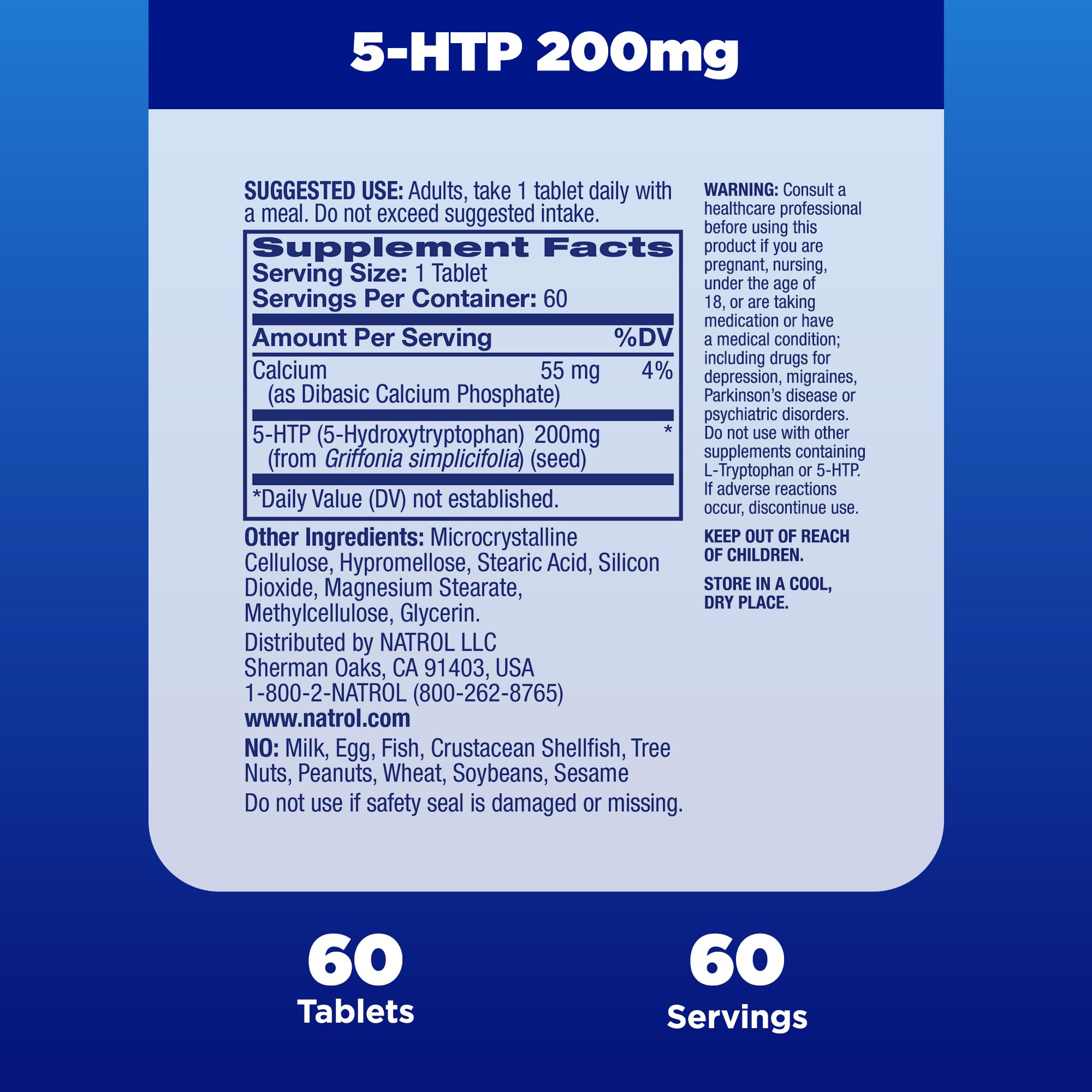 5-HTP 200mg Time Release – Mood Support, 60 Tablets