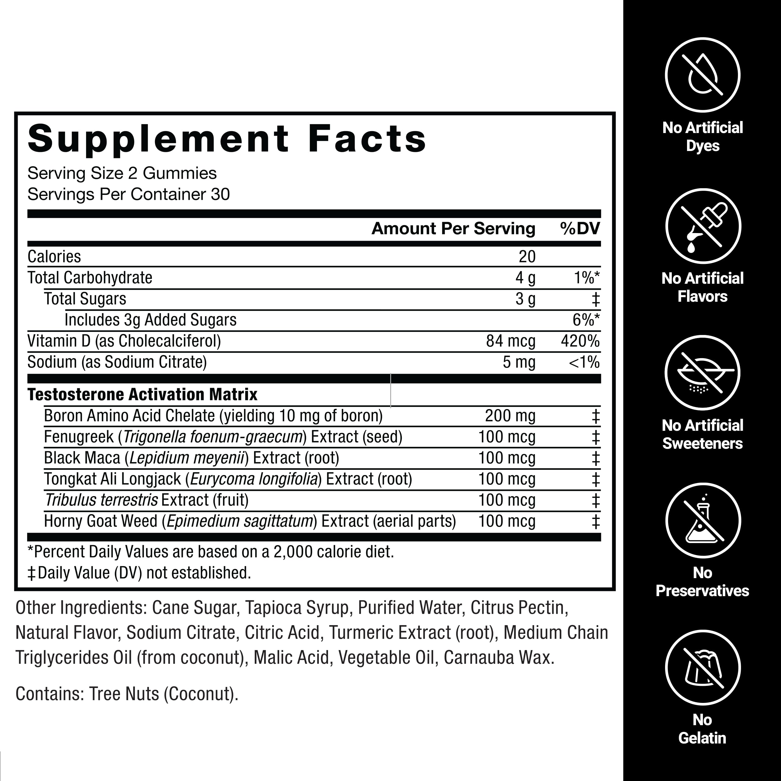 Testosterone Booster Gummies for Men – Energy & Performance, 60 Ct