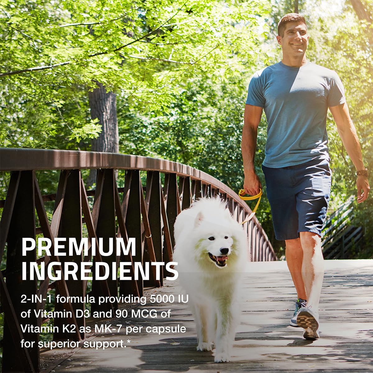 Vitamin D3 5000 IU with K2 MK-7 – Bone & Immune Support, 60 Caps