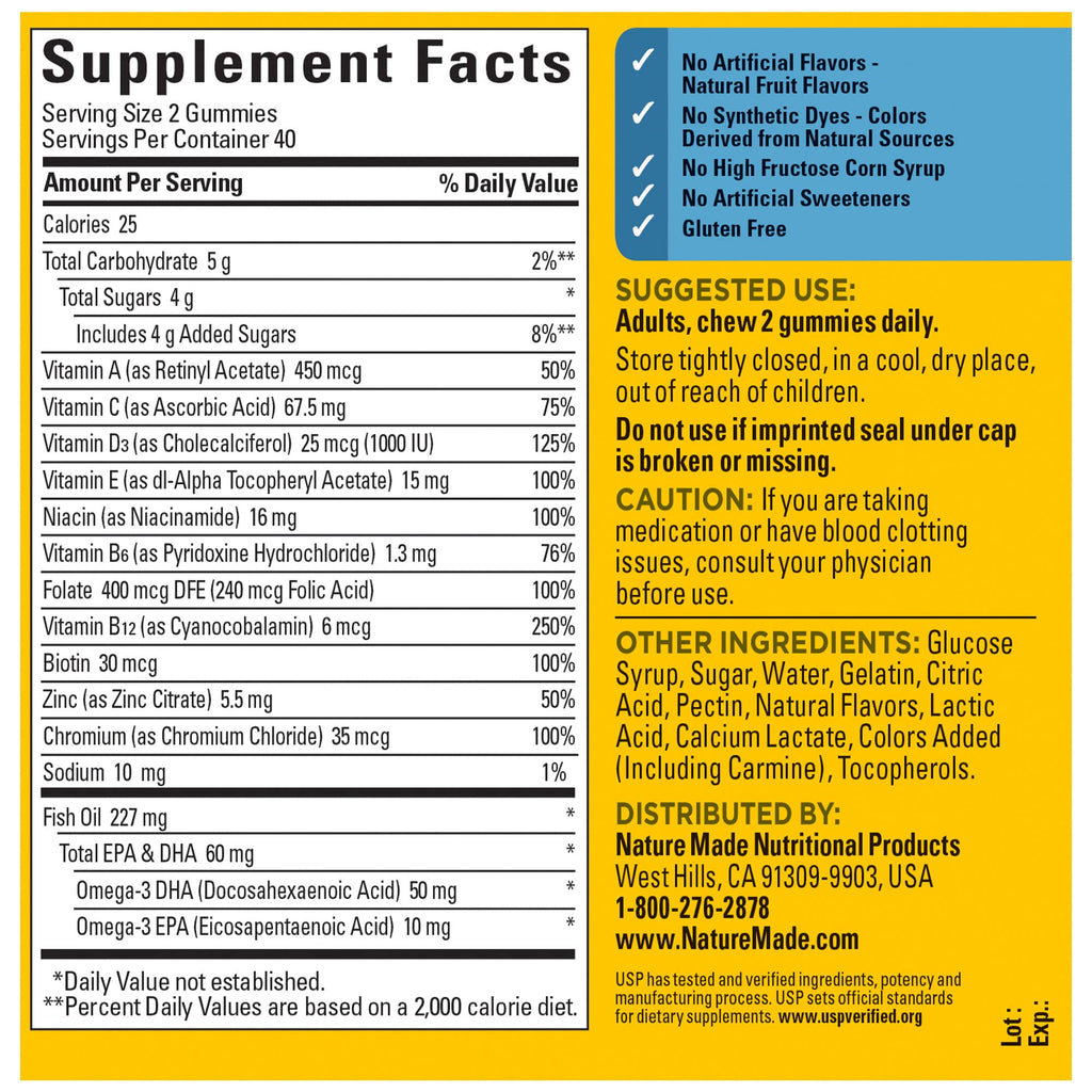 Men’s Multivitamin Gummies with Omega 3 Daily Support 80 Count