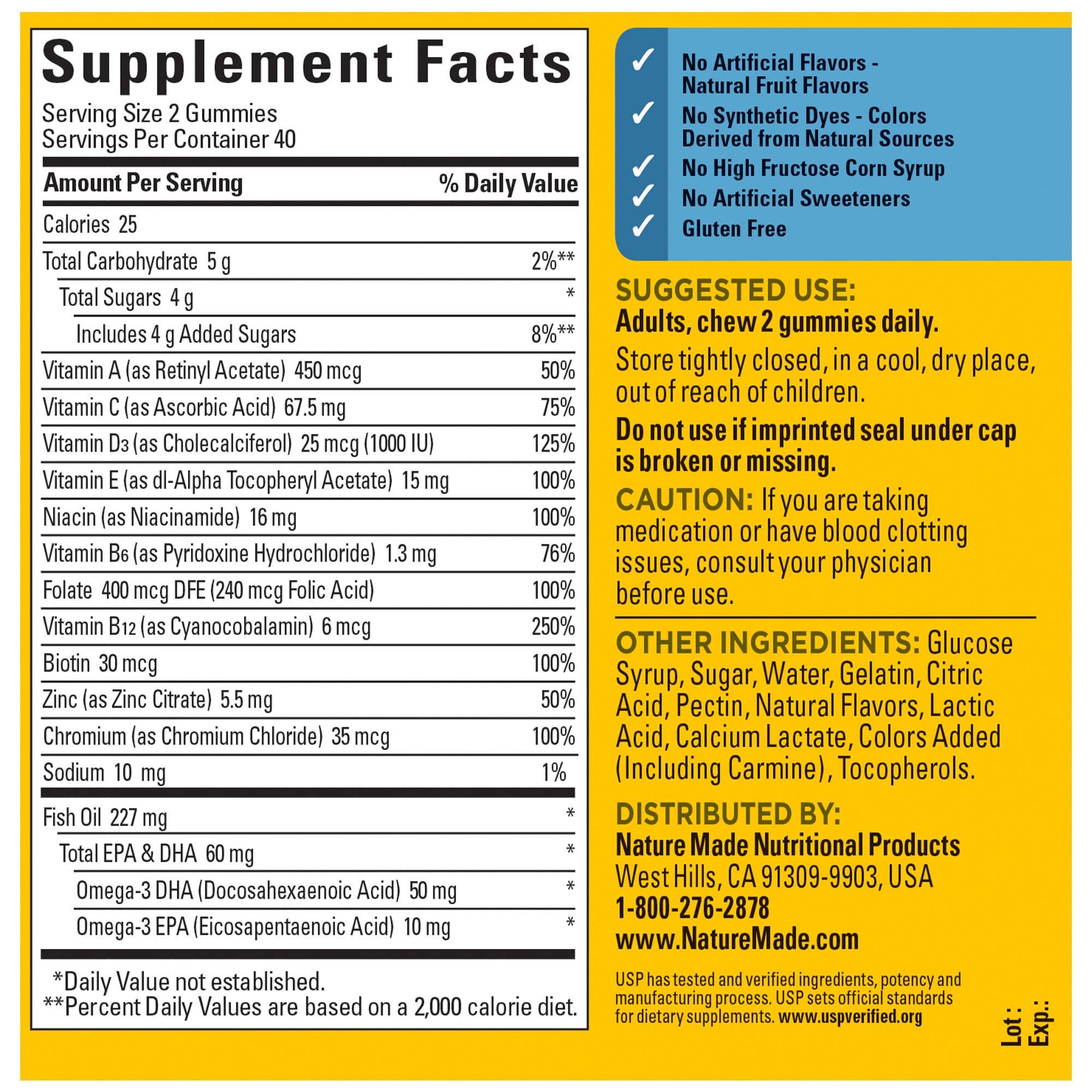 Men’s Multivitamin Gummies with Omega 3 Daily Support 80 Count