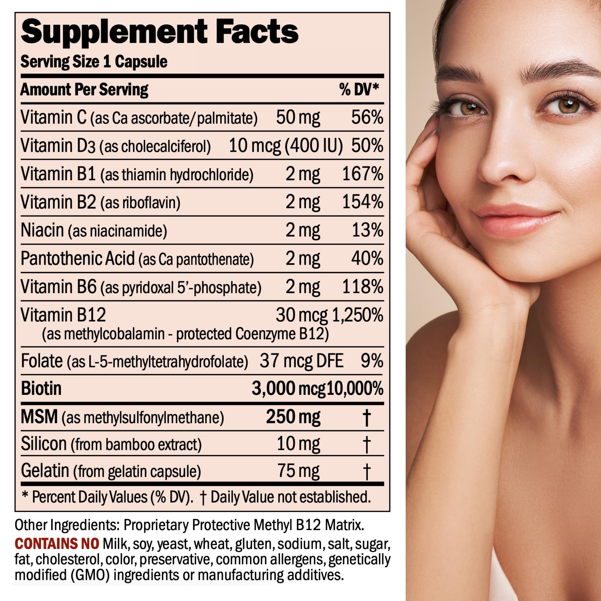 Hair Skin Nails Vitamins Biotin B Complex 60 Capsules