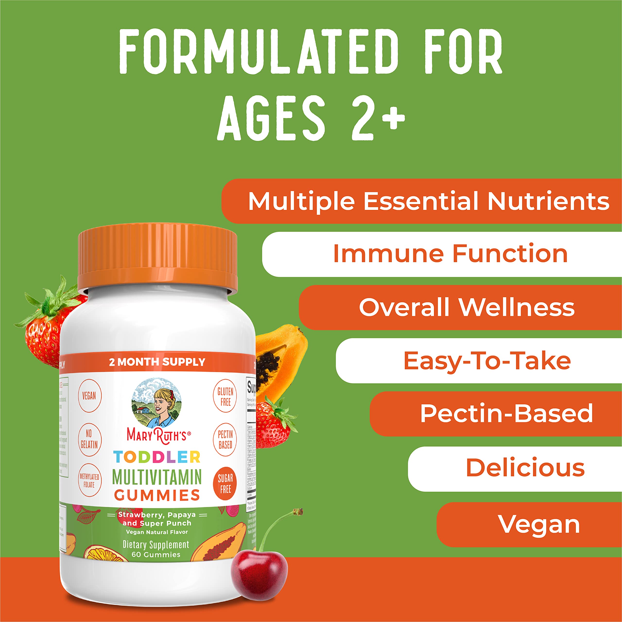 Kids Sugar Free Multivitamin Gummies Vitamin C D3 Zinc 60 Count