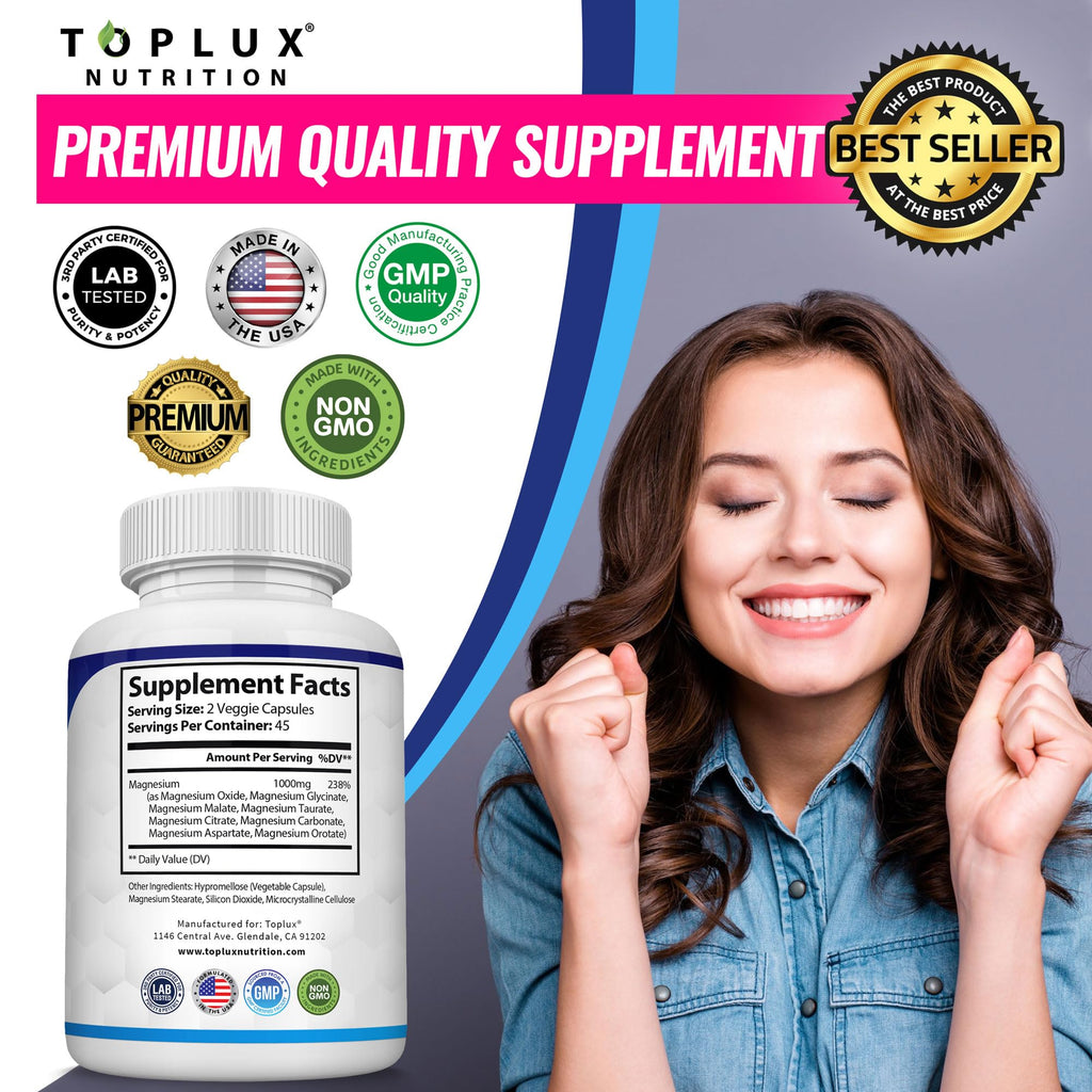 Magnesium Complex 1000mg – 8 Types for Sleep & Muscle Support, 90 Caps
