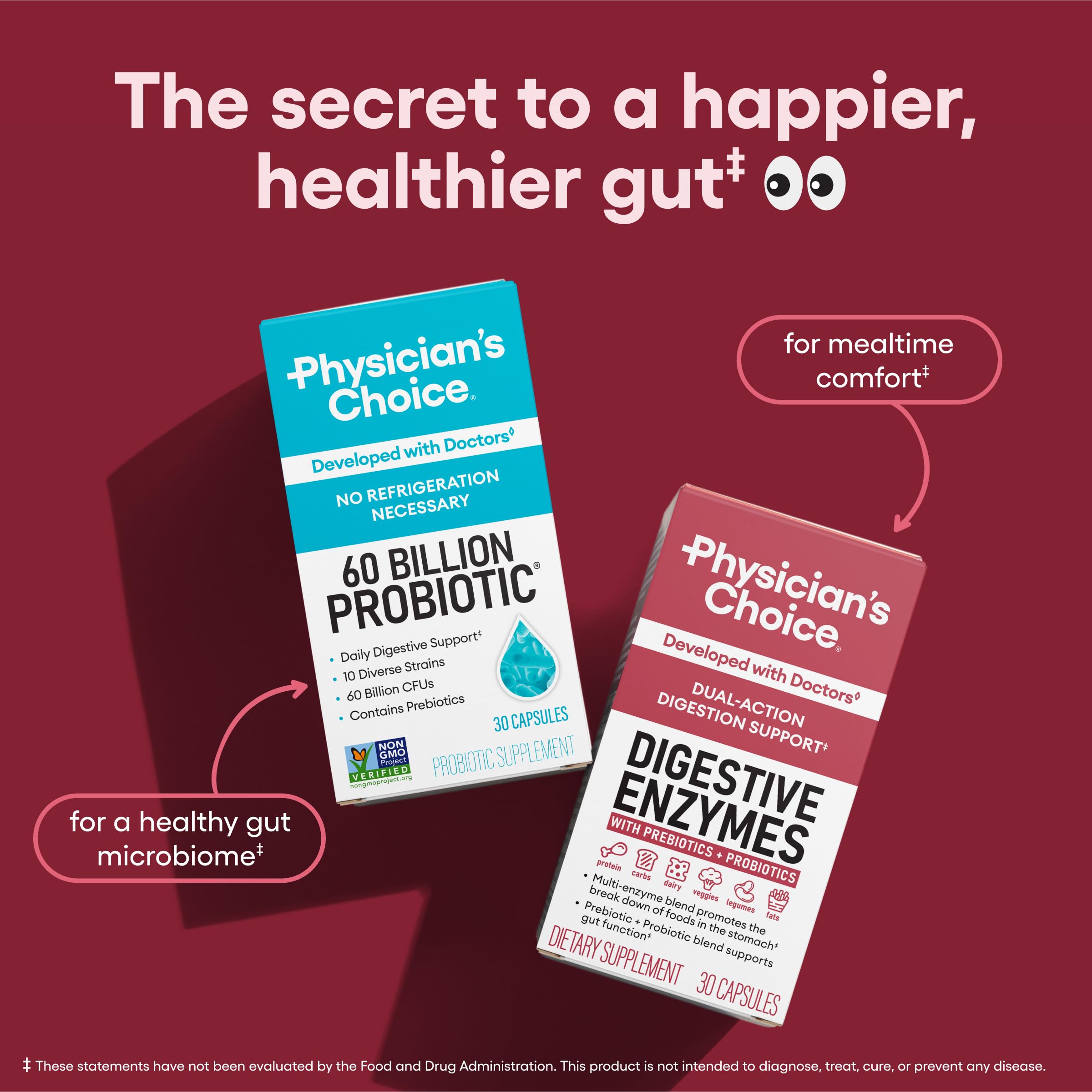 Digestive Enzymes with Probiotics – Bloating Relief, 60 Capsules
