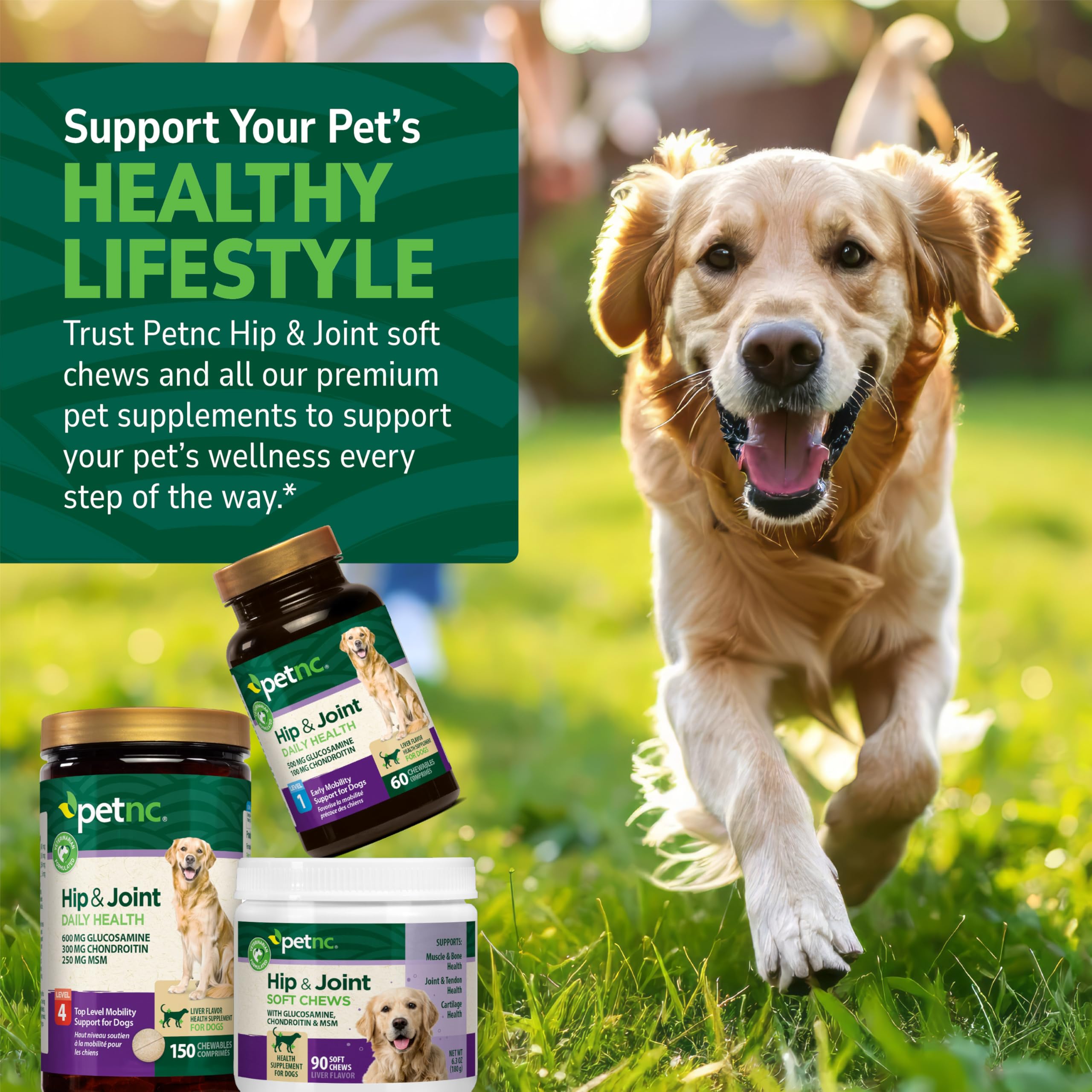 Hip & Joint Chews for Dogs – Glucosamine, Chondroitin & MSM 90ct