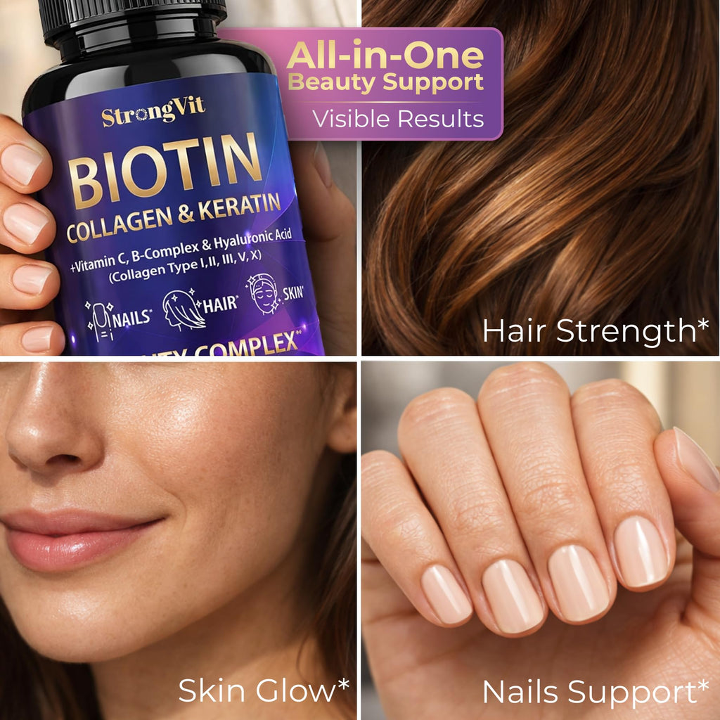 Biotin 10000mcg Hair Skin Nails Collagen 60 Capsules
