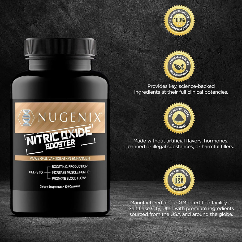 Nitric Oxide Booster Capsules – Blood Flow & Endurance, 100 Ct