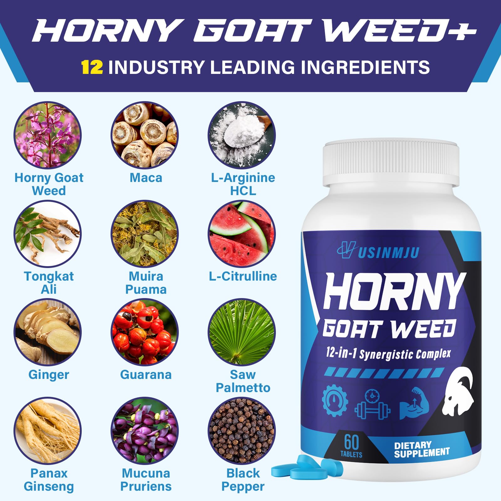 Horny Goat Weed Complex Capsules for Libido, Stamina & Energy Support 60 Ct