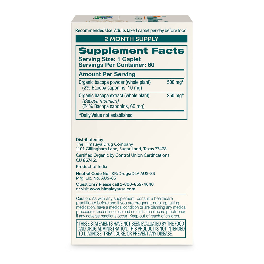 Bacopa Monnieri Capsules 750mg for Memory, Calm & Cognitive Support