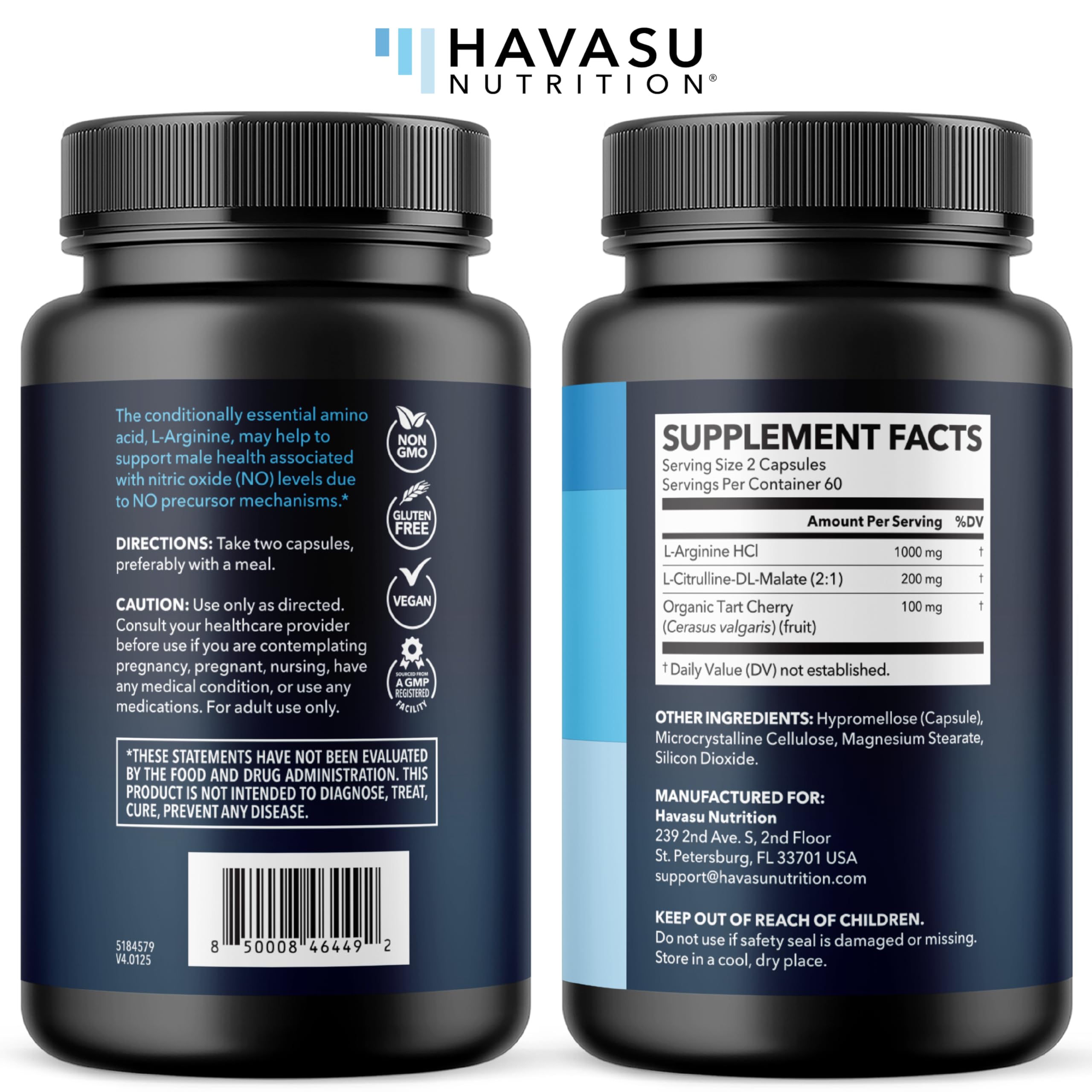 L-Arginine & L-Citrulline Capsules – Nitric Oxide Support, 120 Ct