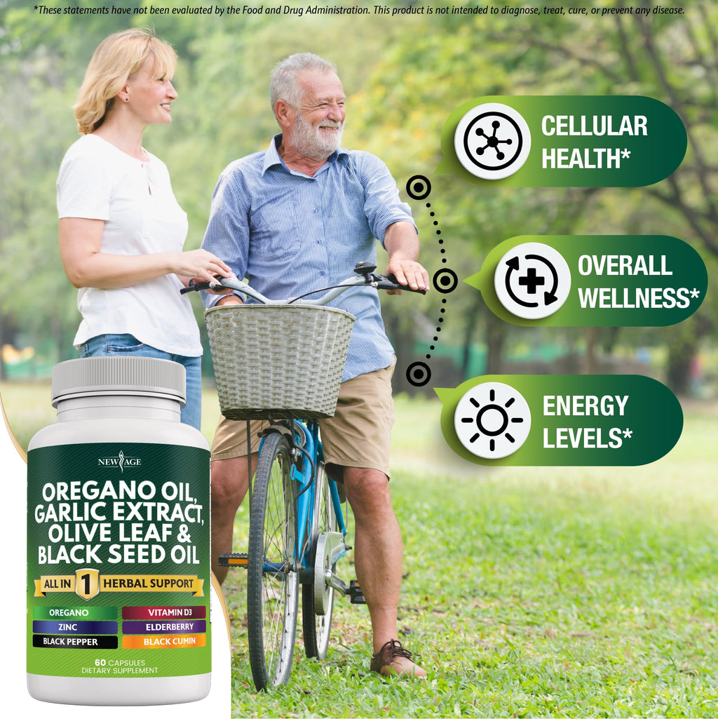 Oregano Oil Capsules with Garlic & Olive Leaf for Immune Support 120 Ct